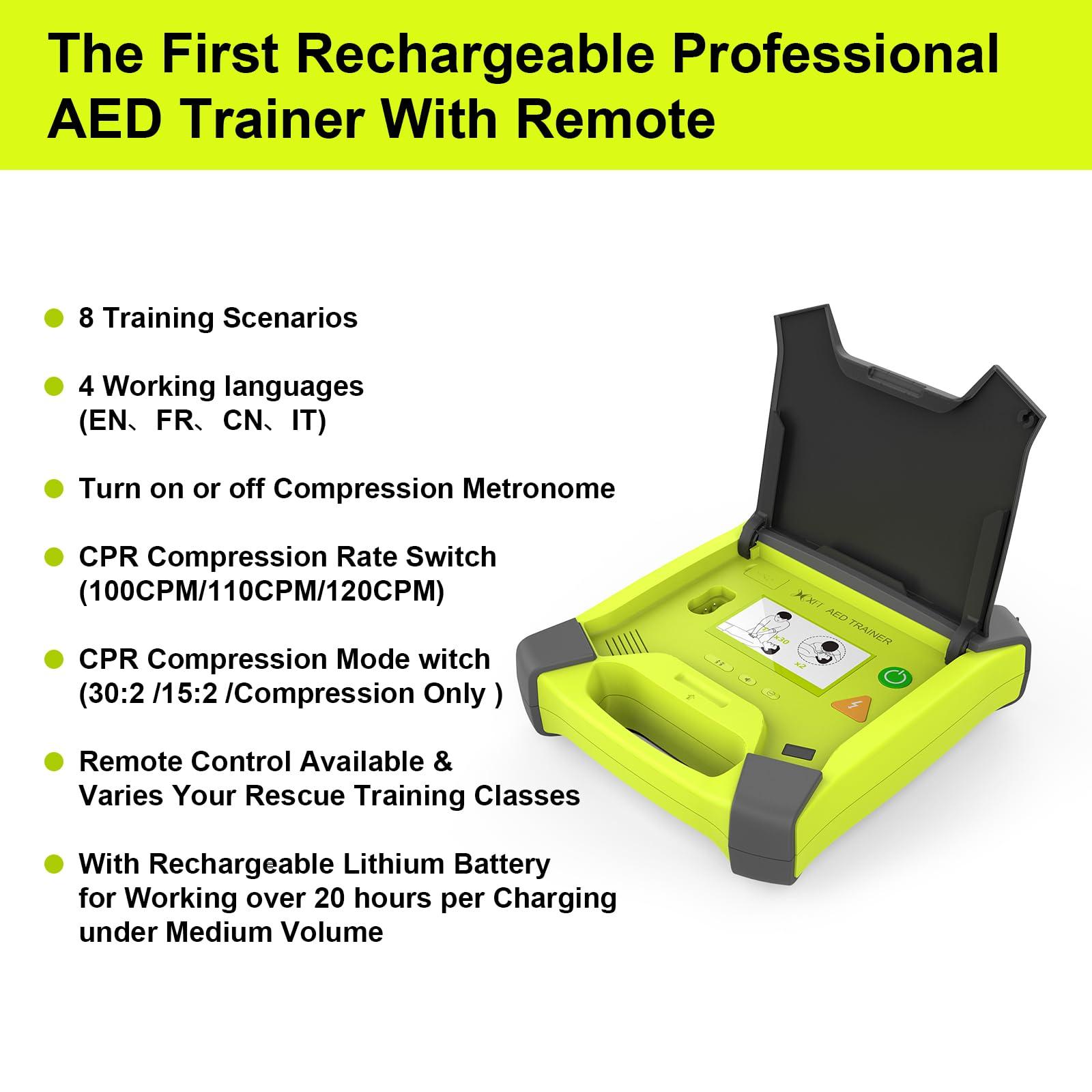 X XFT AED Trainer, XFT AED Training Kit CPR Equipment Training Device Automatic External Defibrillator Simulator, AED Trainer Professional for First Aid Trainee Beginner 2024 New Version(XFT-120GA)