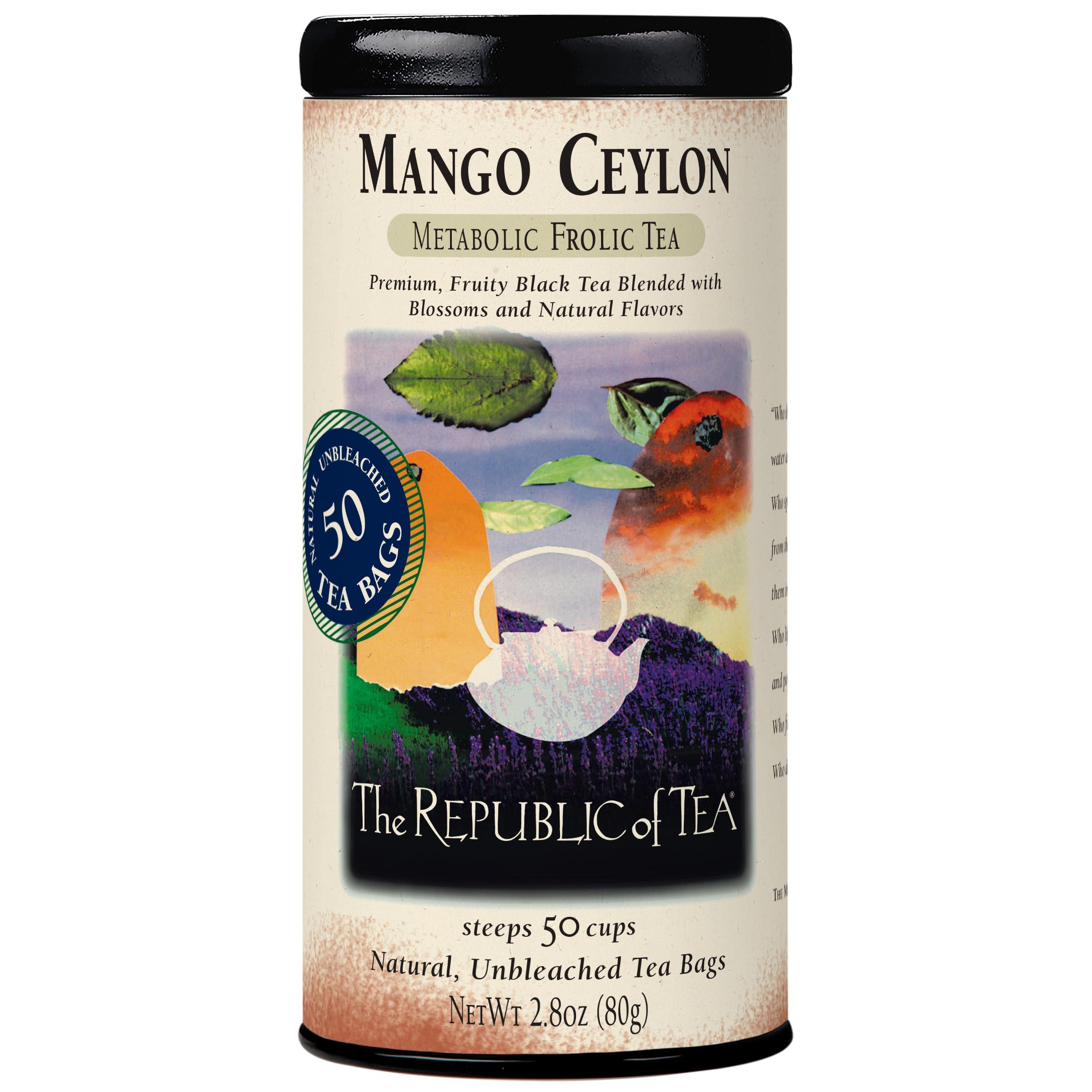 The Republic of Tea The Republic of Tea – Mango Ceylon Black Tea, Metabolic Frolic Tea, 50 Tea Bag Tin