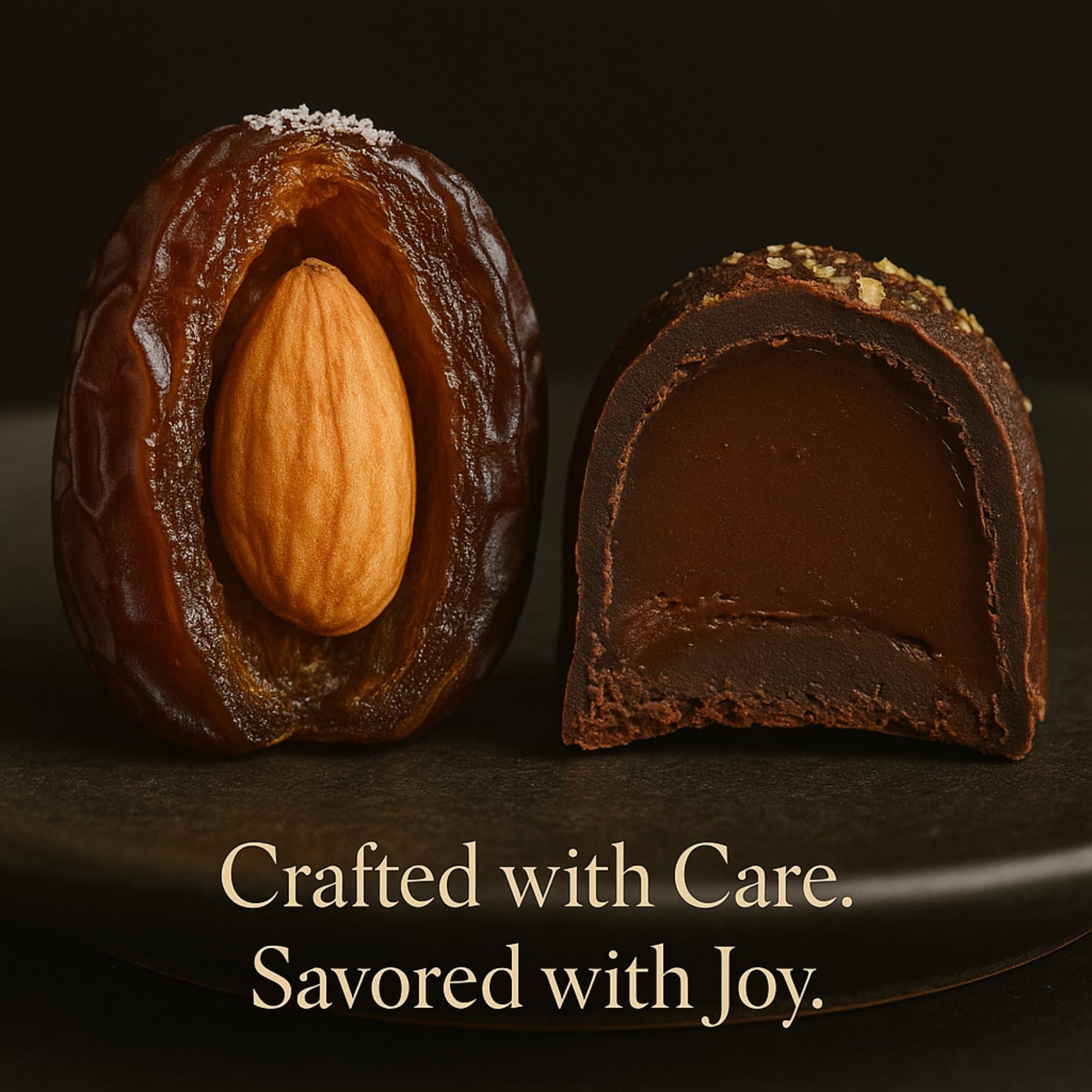 ANDY ANAND CHOCOLATIER Andy Anand 24-Piece Gift Box: All-Natural Truffles and Stuffed Dates Deliciously Healthy, No Sugar Added, Embracing Nature\'s Goodness 10.5 Oz Eid al Fitr, Ramadan. Fresh flown from Turkey.