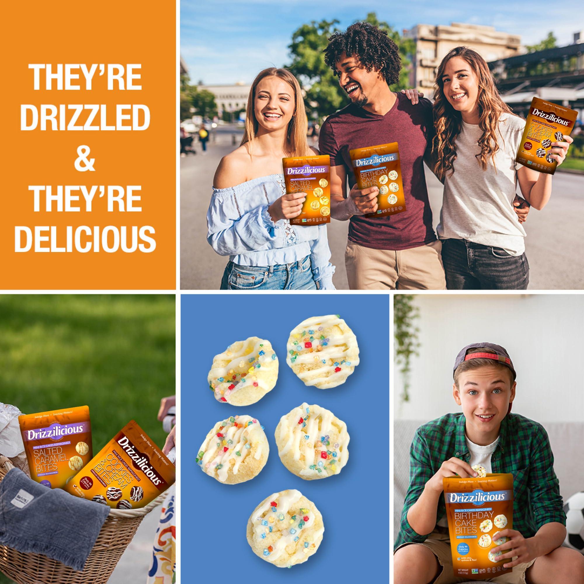 Drizzilicious Drizzilicious Mini Rice Cakes Birthday Cake - Rice Crisps, Healthy Snack for Adults and Kids, Flavored Rice Cakes, Vegan, Gluten Free, Allergen Free, Only 90 Calories Per Serving - 4 oz (Pack of 2)