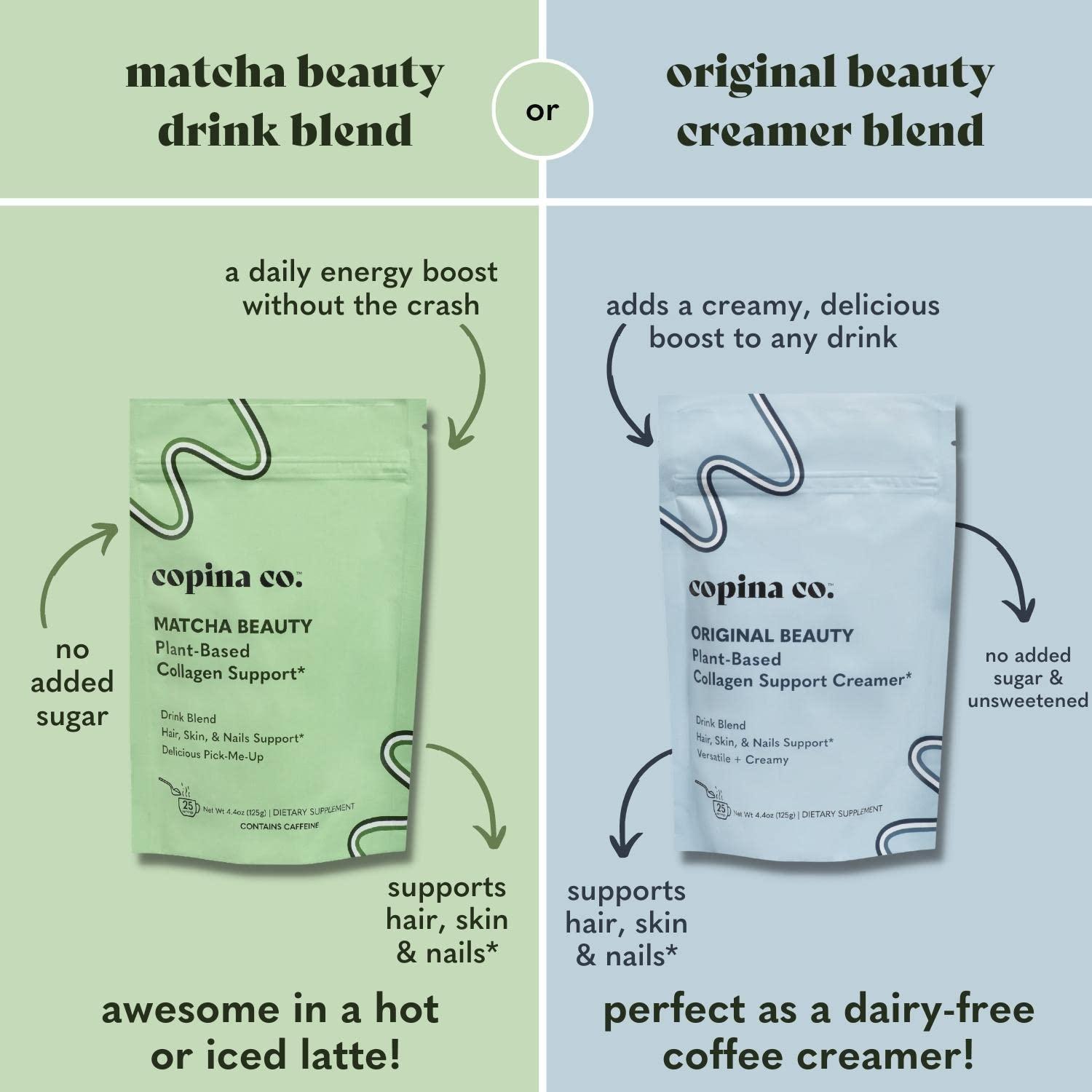 Copina Co. Copina Co Original Vegan Collagen Booster Creamer Mix: Plant Based Collagen Support Smoothie Drink Vegan Creamy Blend | Original Flavor | 3 Bags - 25 Servings per Bag