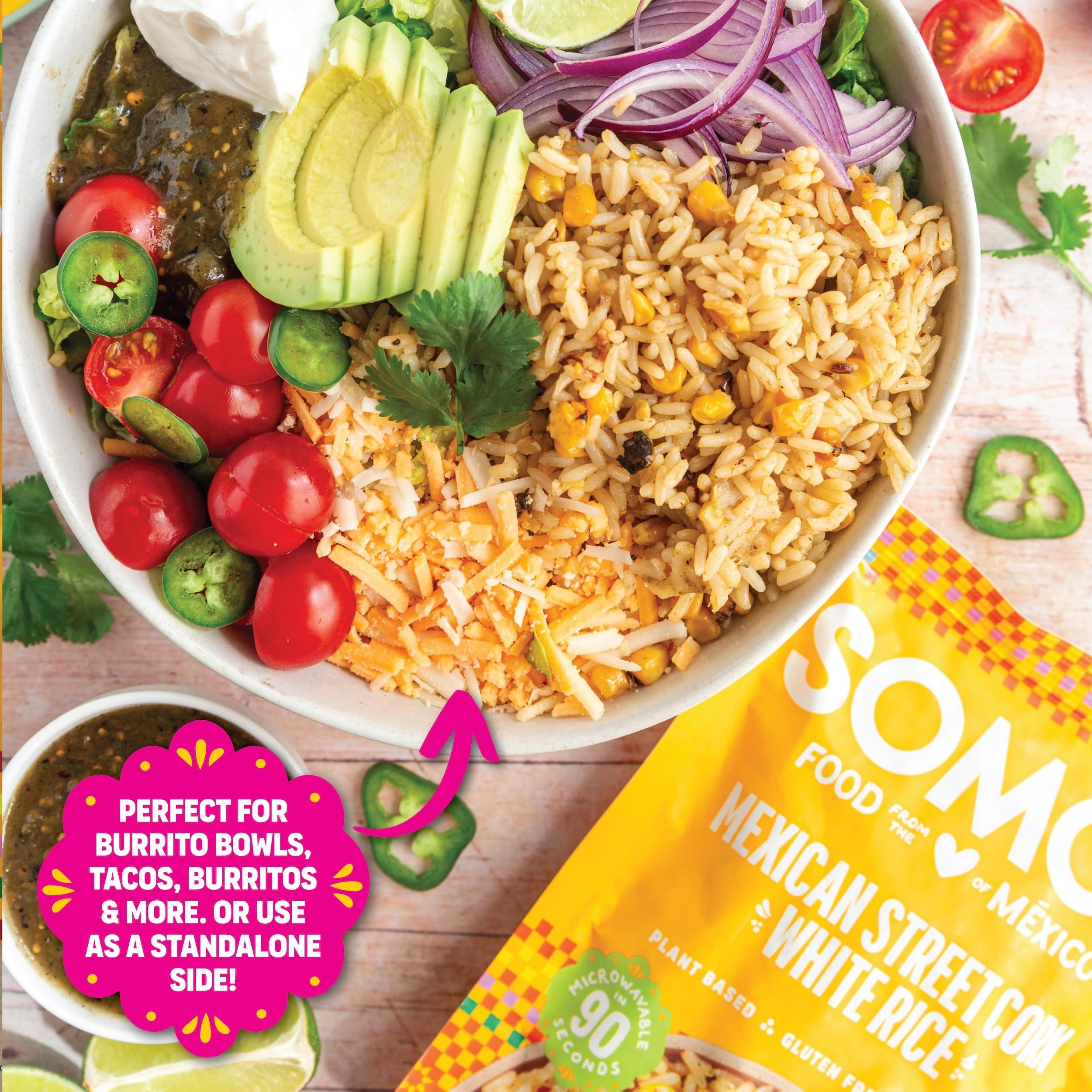 SOMOS SOMOS Mexican Street Corn White Rice Gluten Free, Non-GMO, Vegan & Microwavable Meals Ready to Eat - Delicious, Healthy & Convenient - Perfect for Burrito Bowls, Tostadas & More | 8.8 oz (Pack of 6)