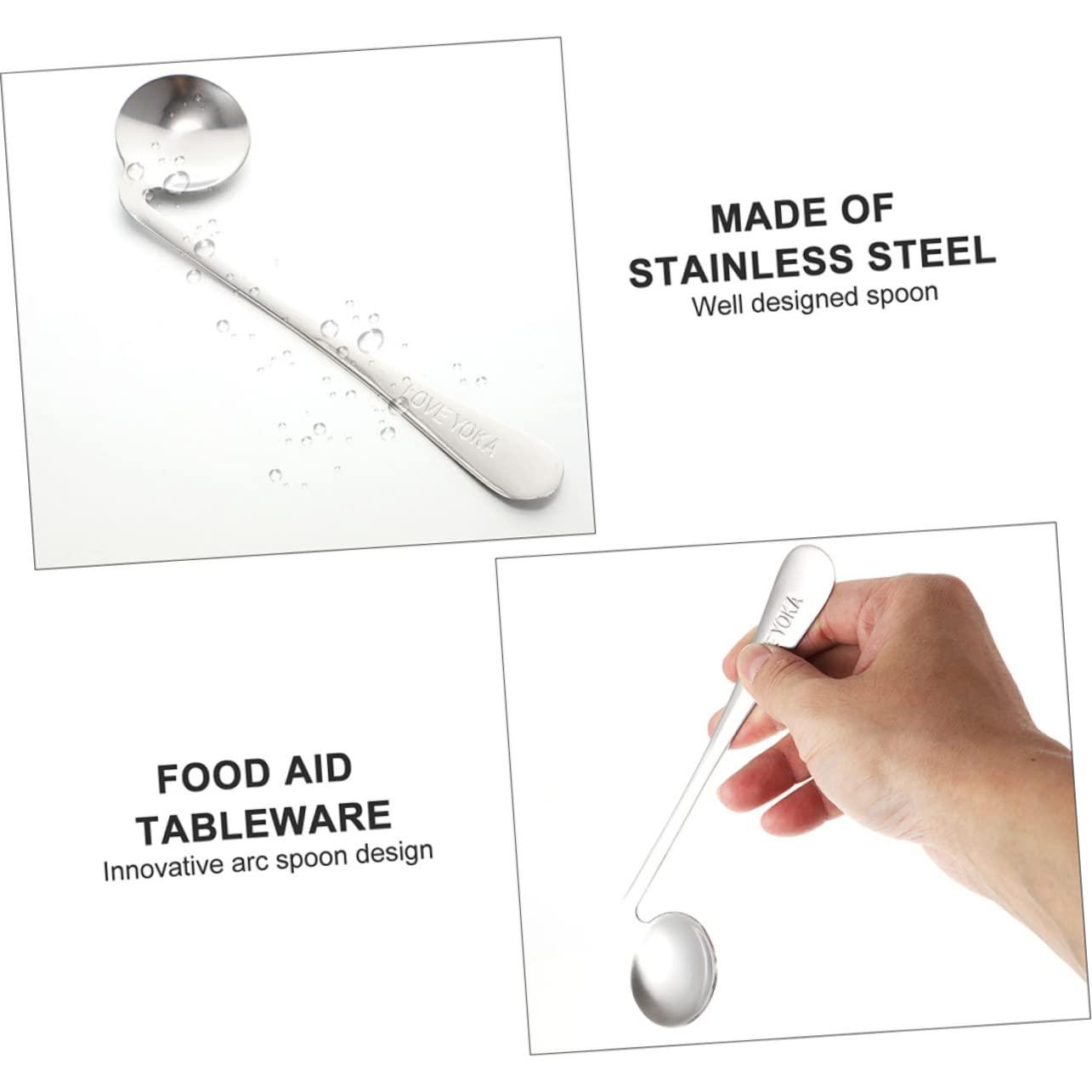 Anneome 2pcs Elderly Eating Spoon Angled Eating Spoons Swivel Spoon Adaptive Silverware Compact Elderly Utensils Right Handed Spoon to Rotate Household Products Stainless Steel Bendable