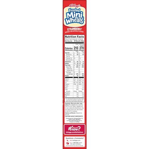 Frosted Mini-Wheats Kellogg's Frosted Mini Wheats Breakfast Cereal, Fiber Cereal, Kids Snacks, Strawberry, 14.3oz Box (1 Box)