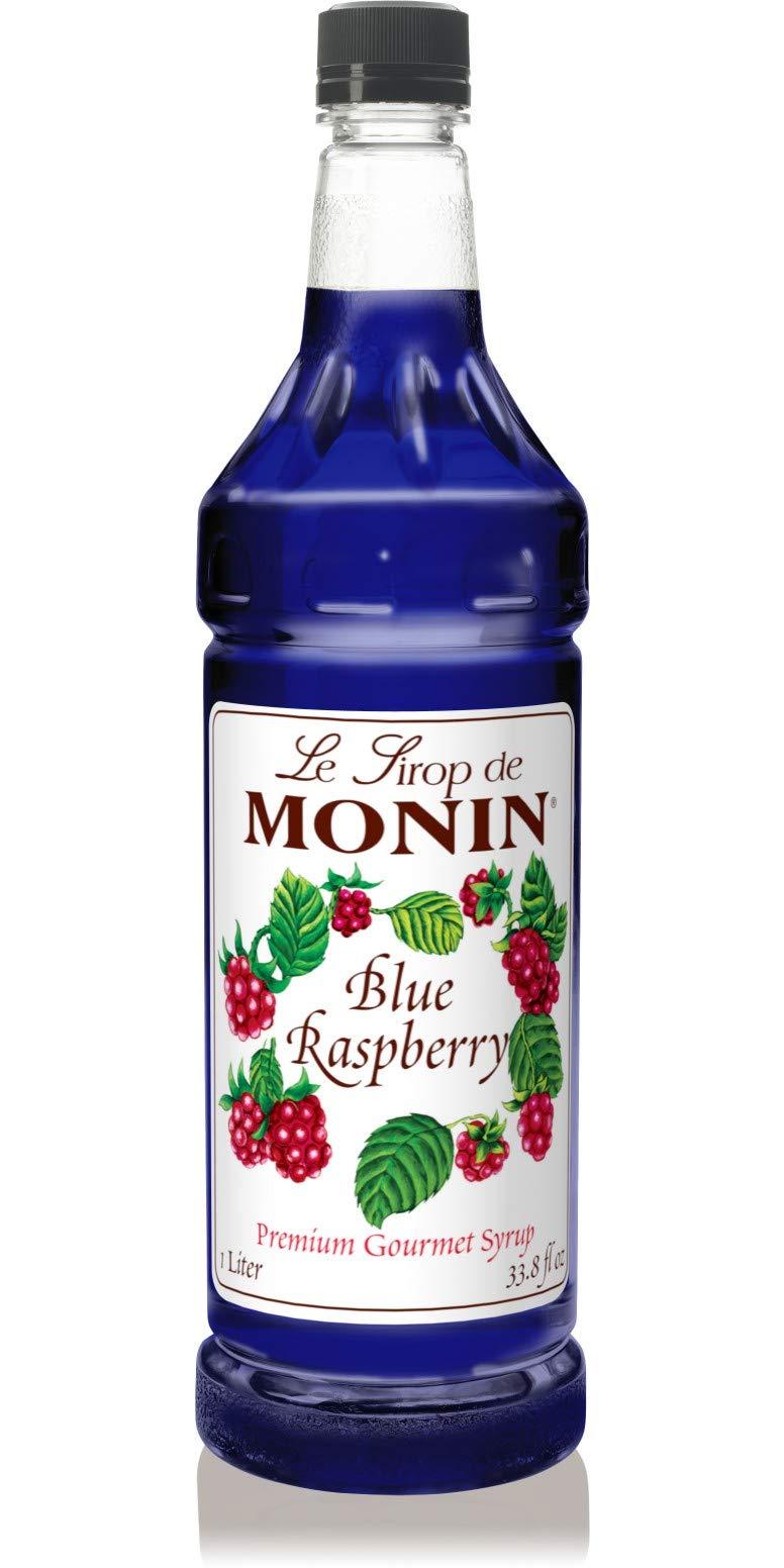 Monin Inc Monin - Blue Raspberry Syrup, Bold Berry Flavor, Great for Lemonades, Sodas, Slushies, Vegan, Non-GMO, Gluten-Free (1 Liter)