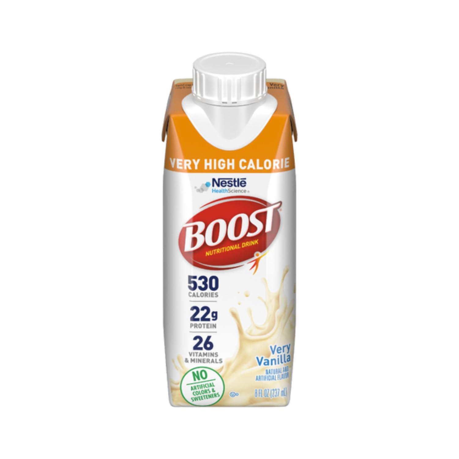 BOOST Boost Very High Calorie Nutritional Drink, Very Vanilla - No Artificial Colors or Sweeteners - 8 FL OZ (Pack of 27)