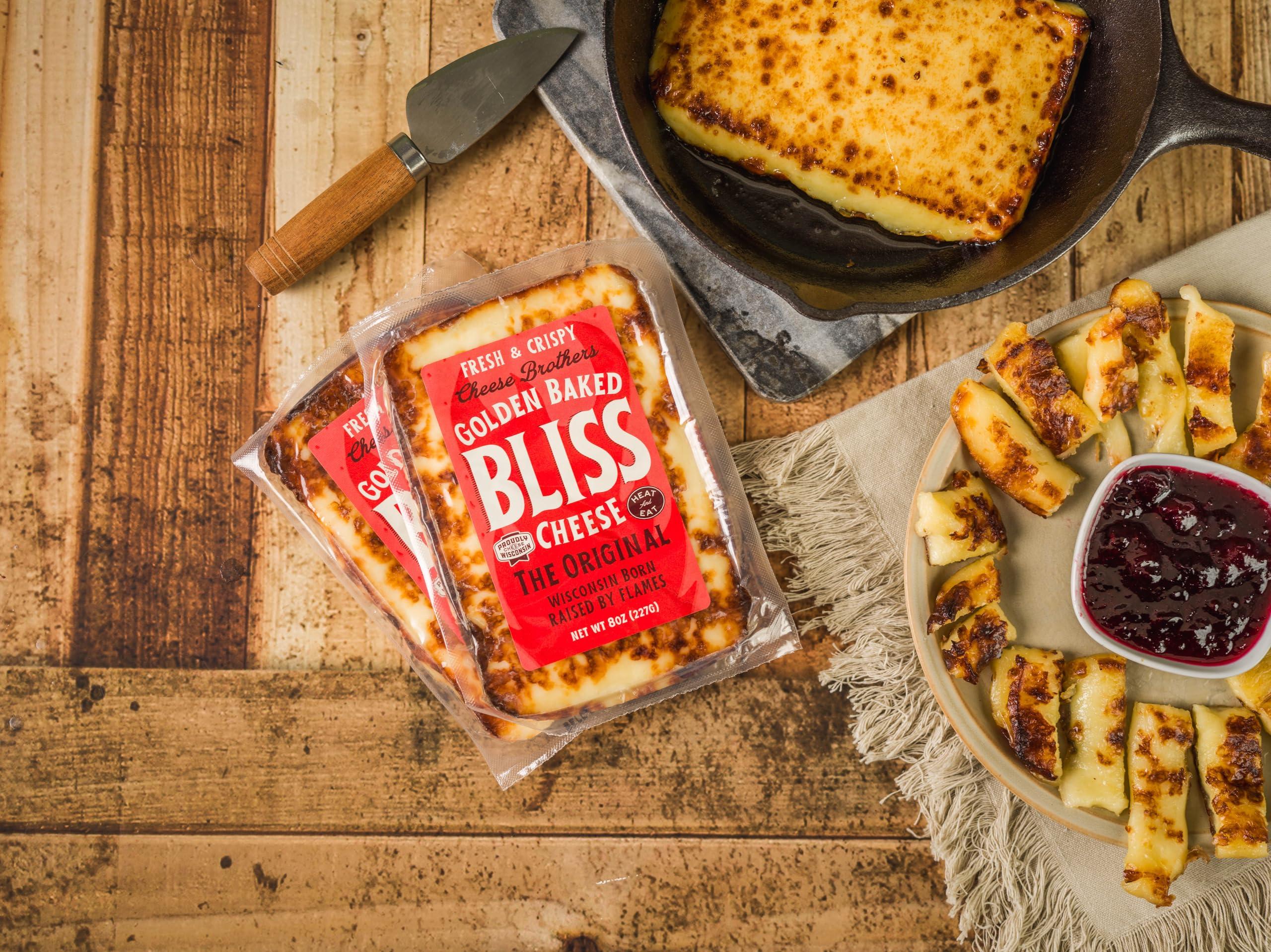 CHEESE BROTHERS INC Cheese Bros. Golden Baked Bliss Cheese | Made in Wisconsin | Heat & Eat | Fresh & Crispy | 4 Pack