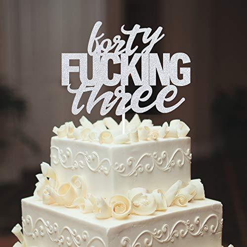 LINGBOOM Forty Three Silver Glitter Cake Toppers 43 Years Old 43rd Birthday Anniversary Party Decorations Supplies