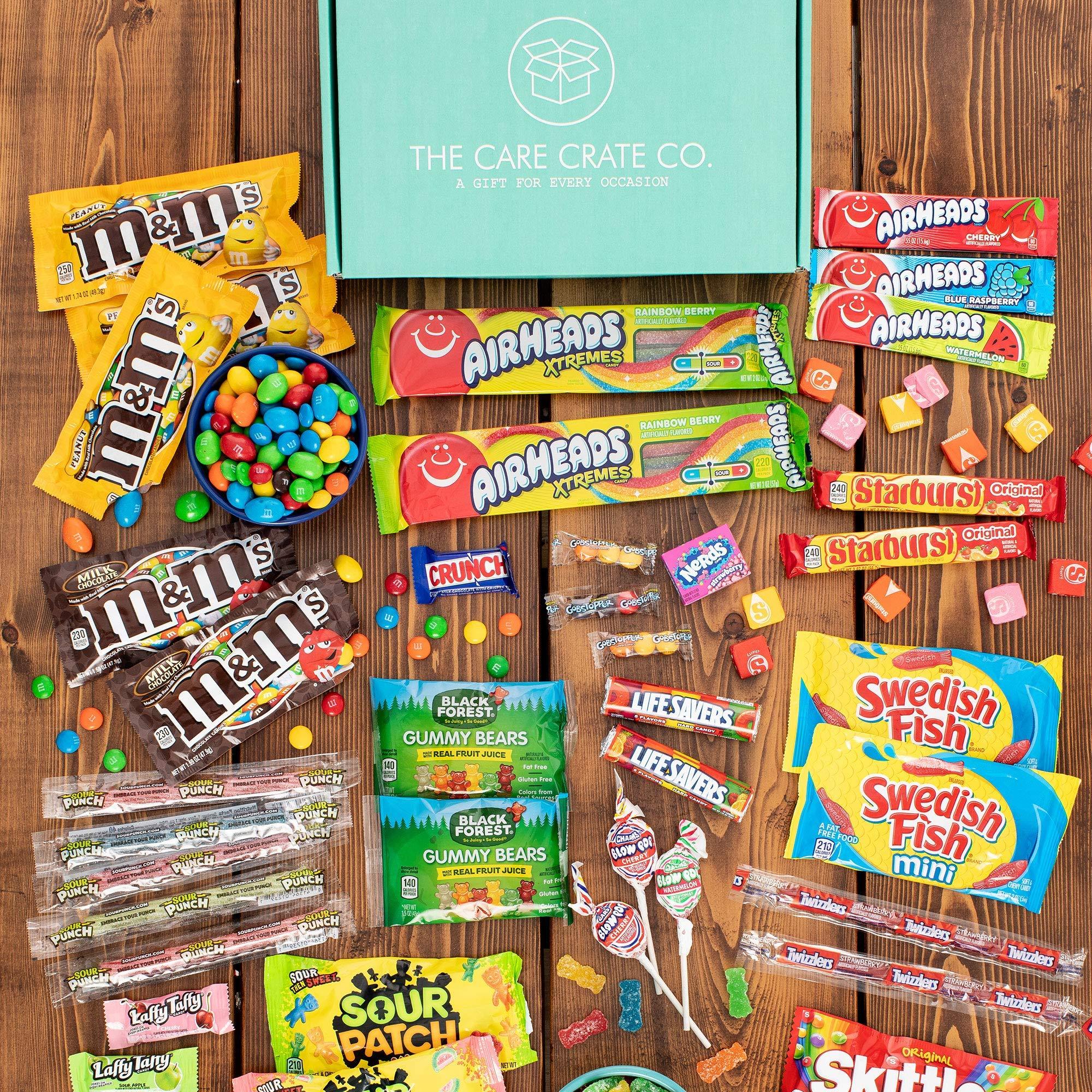 The Care Crate Co. The Care Crate Ultimate Candy Snack Box Care Package ( 40 piece Candy Snacks) Includes 20 Full Size Candies - Starburst, Skittles, Twizzlers & More!