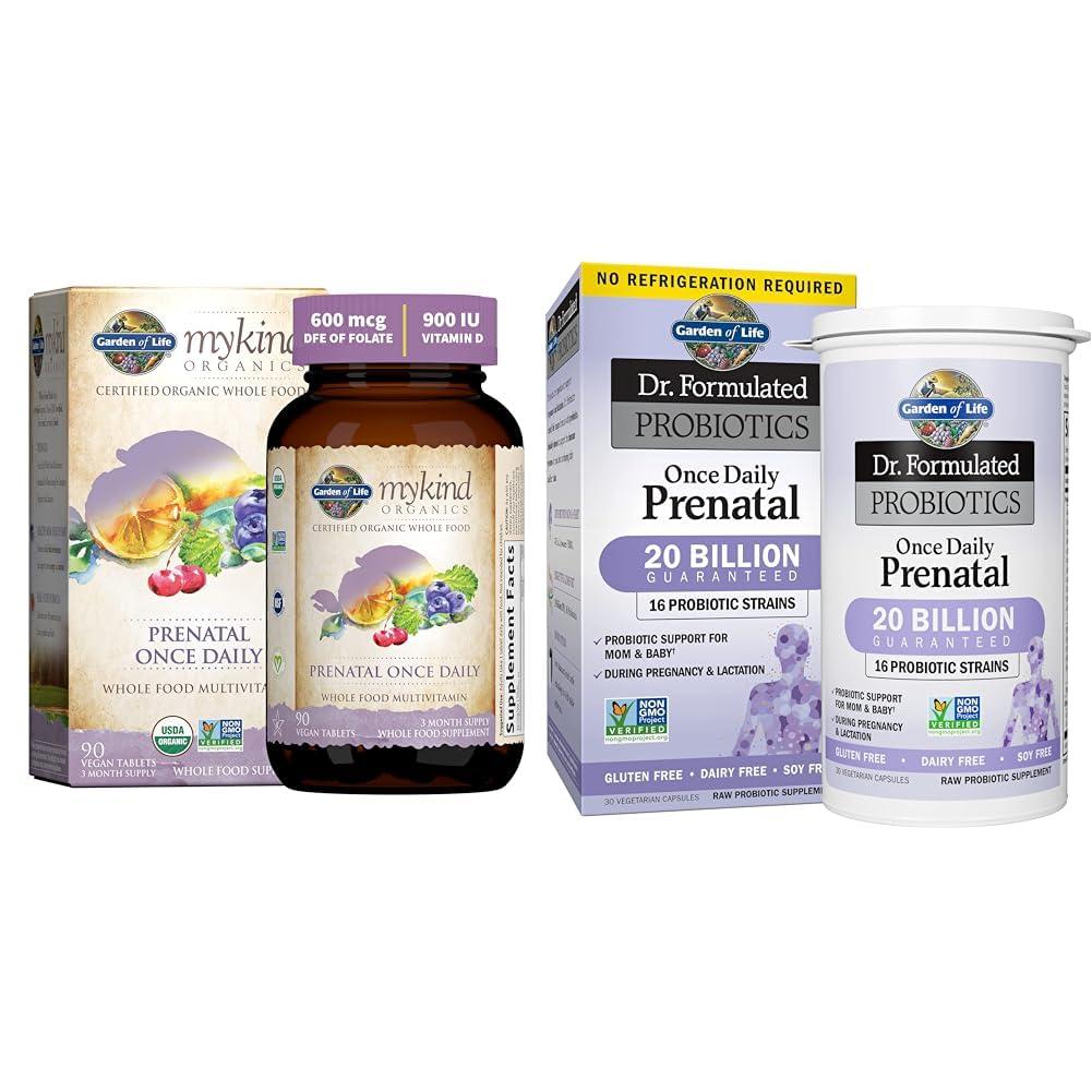 Garden of Life Garden of Life Organics Prenatal Vitamin: Folate for Energy & Healthy Fetal Development & - Dr. Formulated Probiotics Once Daily Prenatal - Acidophilus and Bifidobacteria Probiotic Support