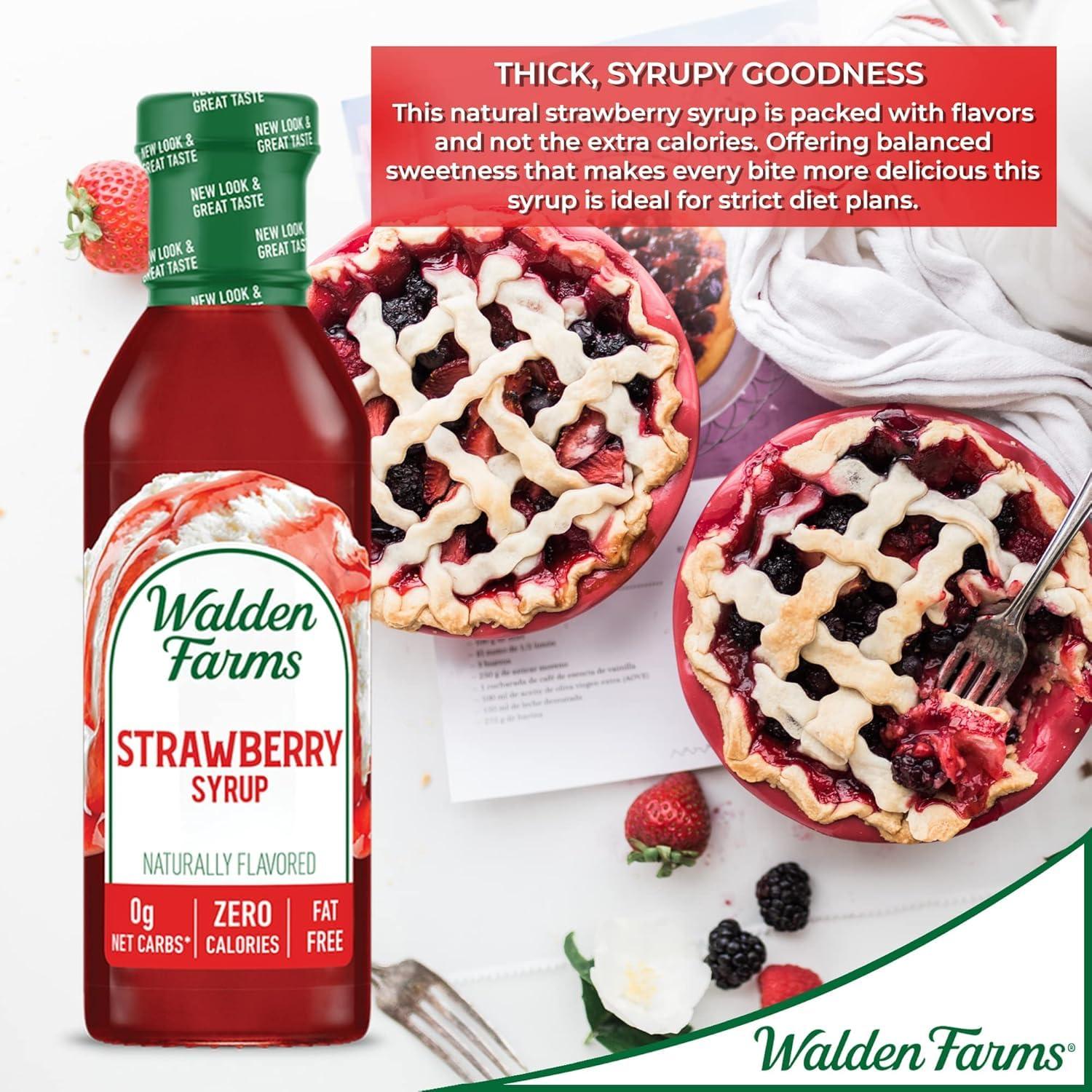 Walden Farms Walden Farms Strawberry Syrup - Calorie-Free, Sugar-Free, Keto-Friendly, Low Carb, Gluten-Free, Vegan Strawberry Syrup Alternative for Desserts, Smoothies, Breakfast, (12 oz Bottle x 2)