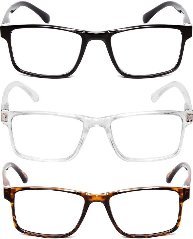 Calabria Calabria L2007 Reading Glasses +3.50 Black/Clear Crystal/Tortoise 3 Pack Variety Men Women Readers Stylish Trendy Eyeglasses