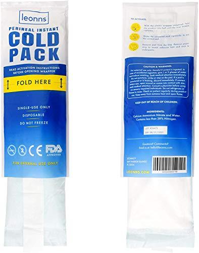 LEONNS Perineal Ice Packs for Postpartum w/Adhesive Strip | Perineal Cold Pack - 2 in 1 Ice Pack Pads for After Birth - Instant Ice Maxi Pads (24)