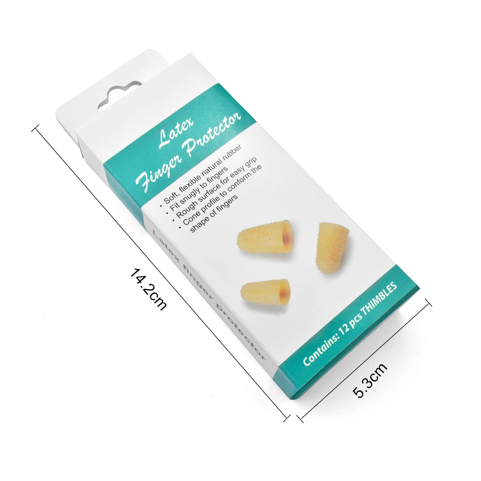 Honey Joy Finger Protector with Hole, Finger Cots, Latex Finger Tips Caps, Finger Covers (12 PCS Thimbles), New Material (Latex-Free), Finger Sleeves Great for Nail Art Work, Hand Eczema and More,HJ-NAT218 (S)