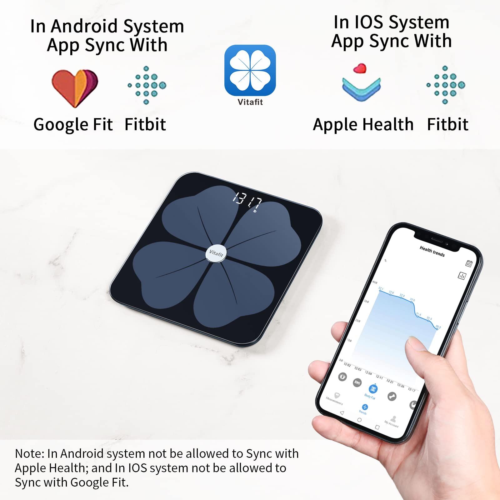 Vitafit Vitafit Smart Body Fat Weight Scale for Body Composition Monitors, Weighing Professional Since 2001, Digital Wireless Bathroom Scale for BMI Fat Water Muscle with App,400lb, Black