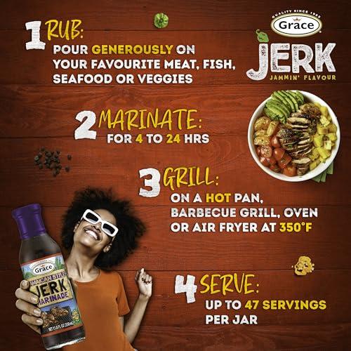 Grace Grace Jamaican Jerk Marinade Sauce 11.8oz - 2 Pack Jamaican Jerk Seasoning Marinade for Jerk Chicken Marinade Oxtail Seasoning Fish & Vegetables - Jerk Seasoning Jamaican Style - Caribbean Jerk Sauce