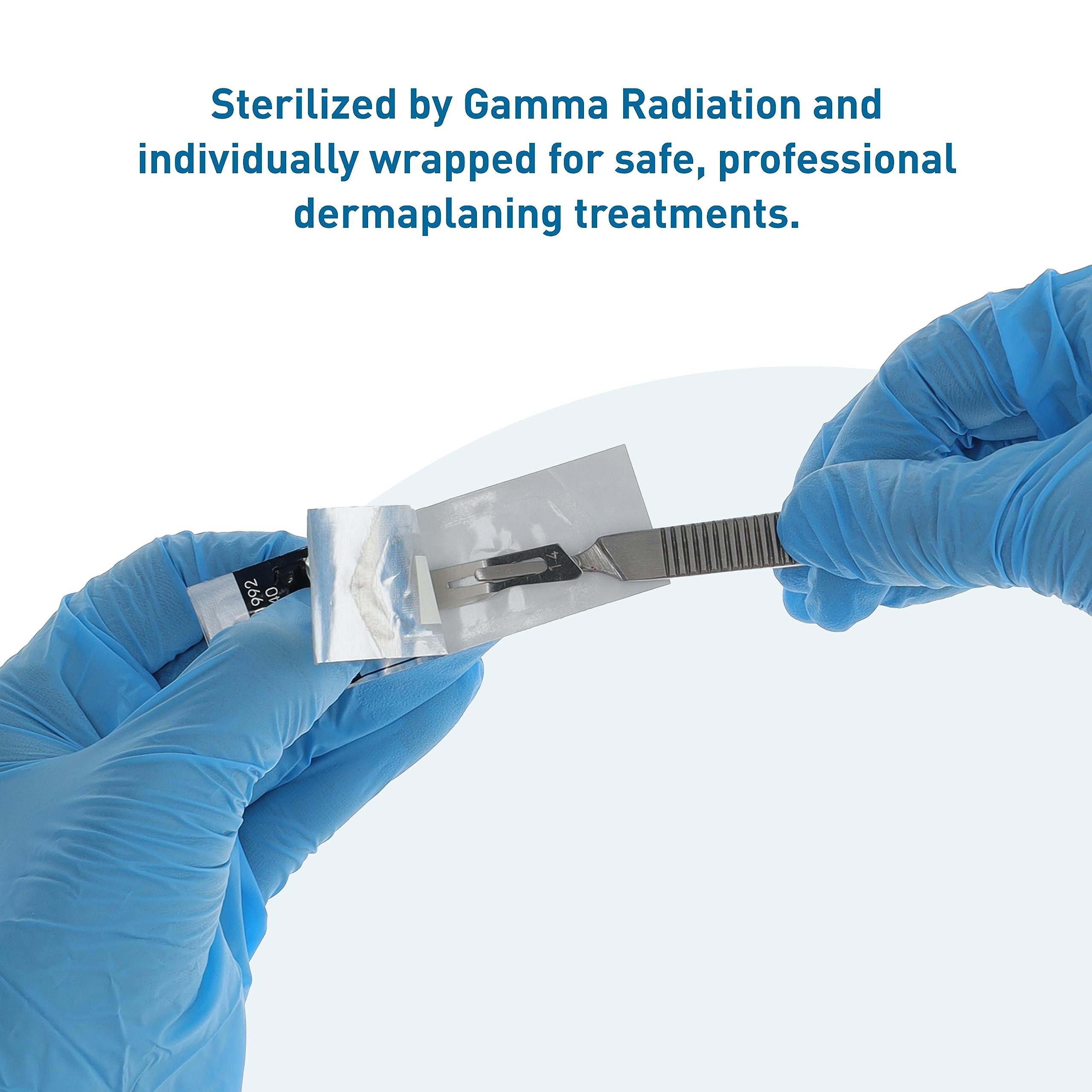 BodyMed BodyMed Dermaplaning Blades #14 in Stainless Steel, 100 PCS with Handle - Sterile for Surgical, Skin Care, and Podiatry Procedures with Straight Tipped Blade for Estheticians