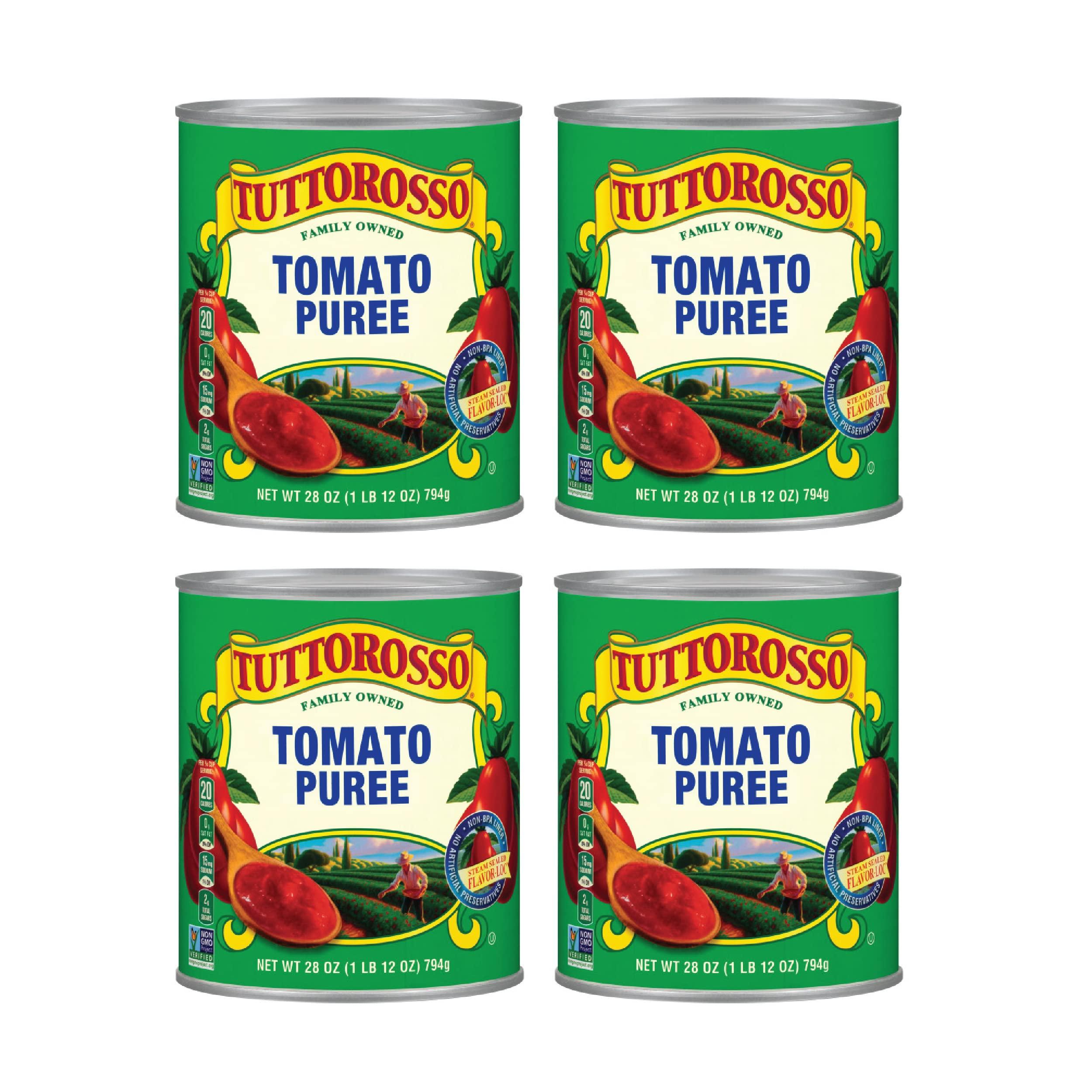 Tuttorosso Tuttorosso Tomato Puree, Gluten Free and Vegetarian Recipe, 28 Ounce Can, 4-Pack