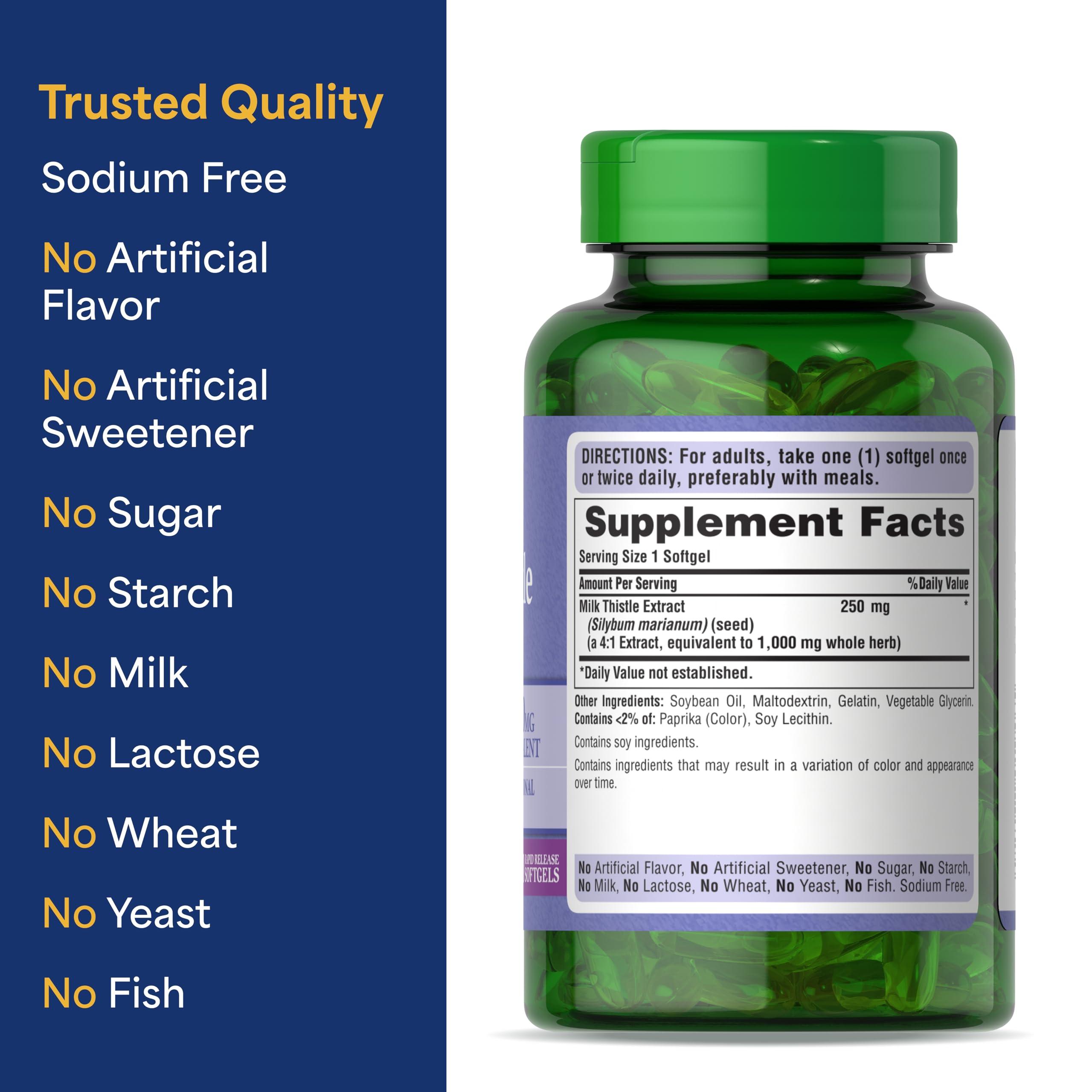 Puritan's Pride Puritan's Milk Thistle 4:1 Extract 1000mg 180 Softgels (Silymarin) Liver Health