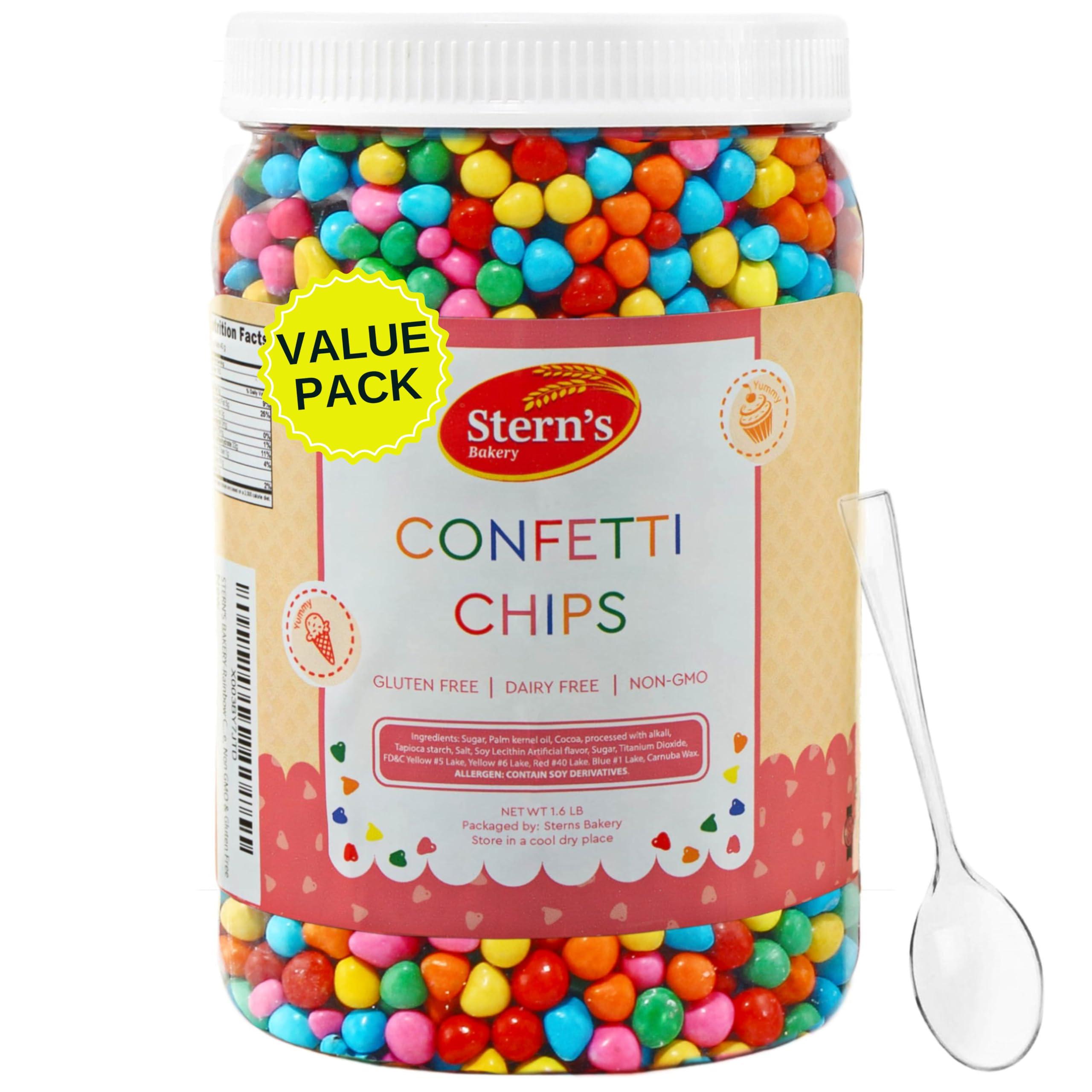Stern's Bakery Rainbow Candy Coated Chocolate Chips | 1.5 lbs Cosmic Brownie Sprinkles | Mini Chocolate Baking Chips for Ice Cream & Cake Decorating | Kosher Nut Free Non GMO Vegan & Gluten Free | Stern’s Bakery