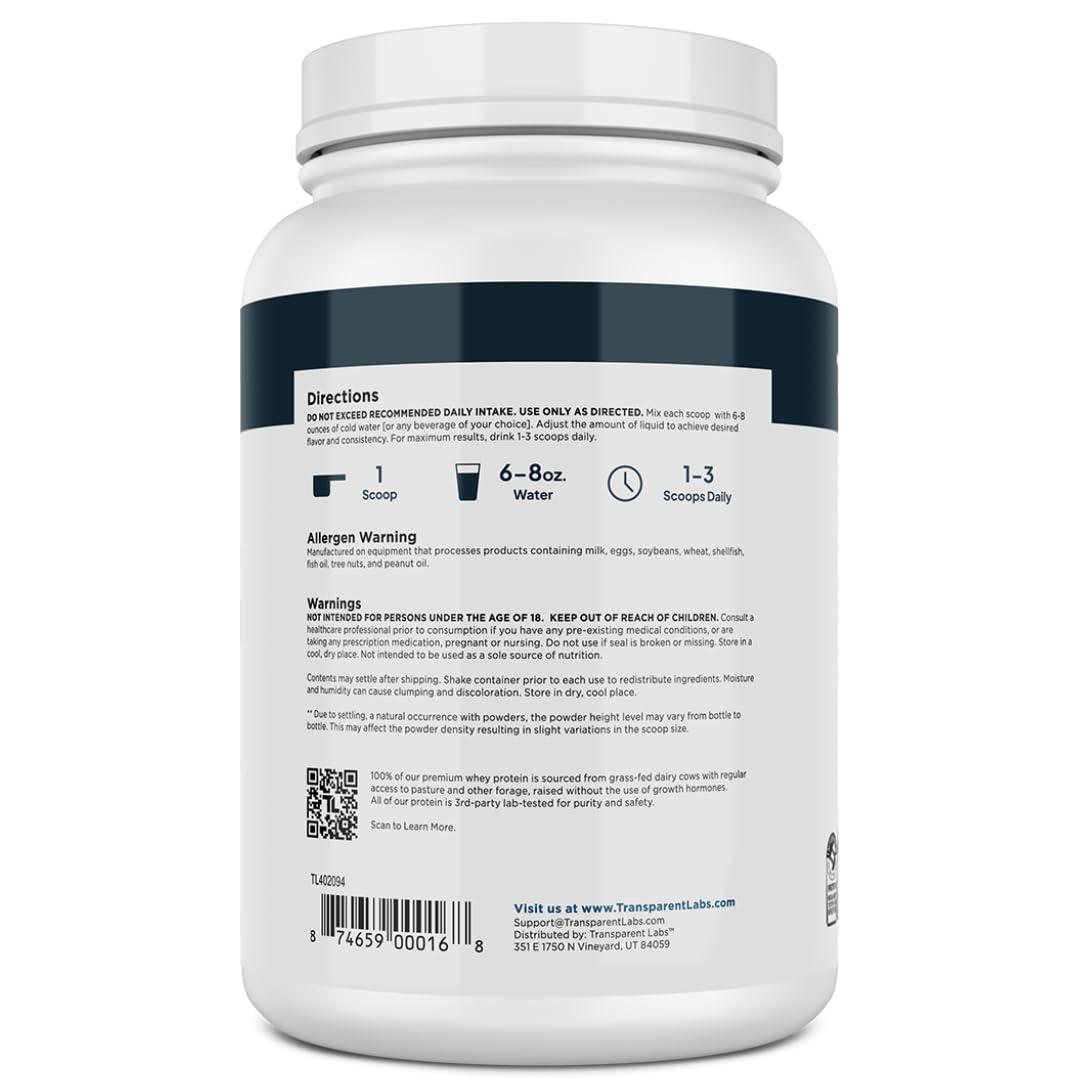 Transparent Labs Transparent Labs Grass-Fed Whey Protein Isolate - Naturally Flavored, Gluten Free Whey Protein Powder with 28g of Protein per Serving & 9 Amino Acids - 30 Servings, Oatmeal Chocolate Chip Cookie