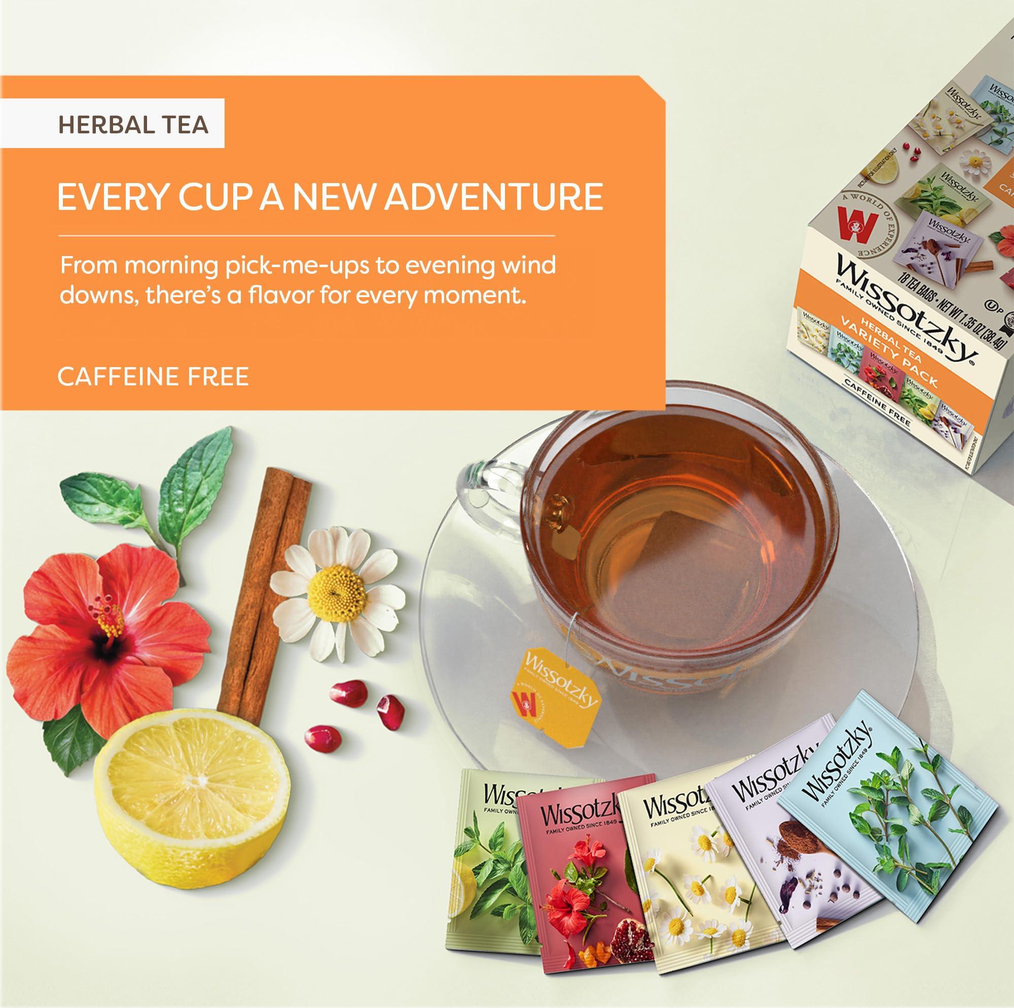 Wissotzky Wissotzky Herbal Variety Pack Tea Assortment, 18 Tea Bags | Caffeine Free | Herbal Tea Sampler