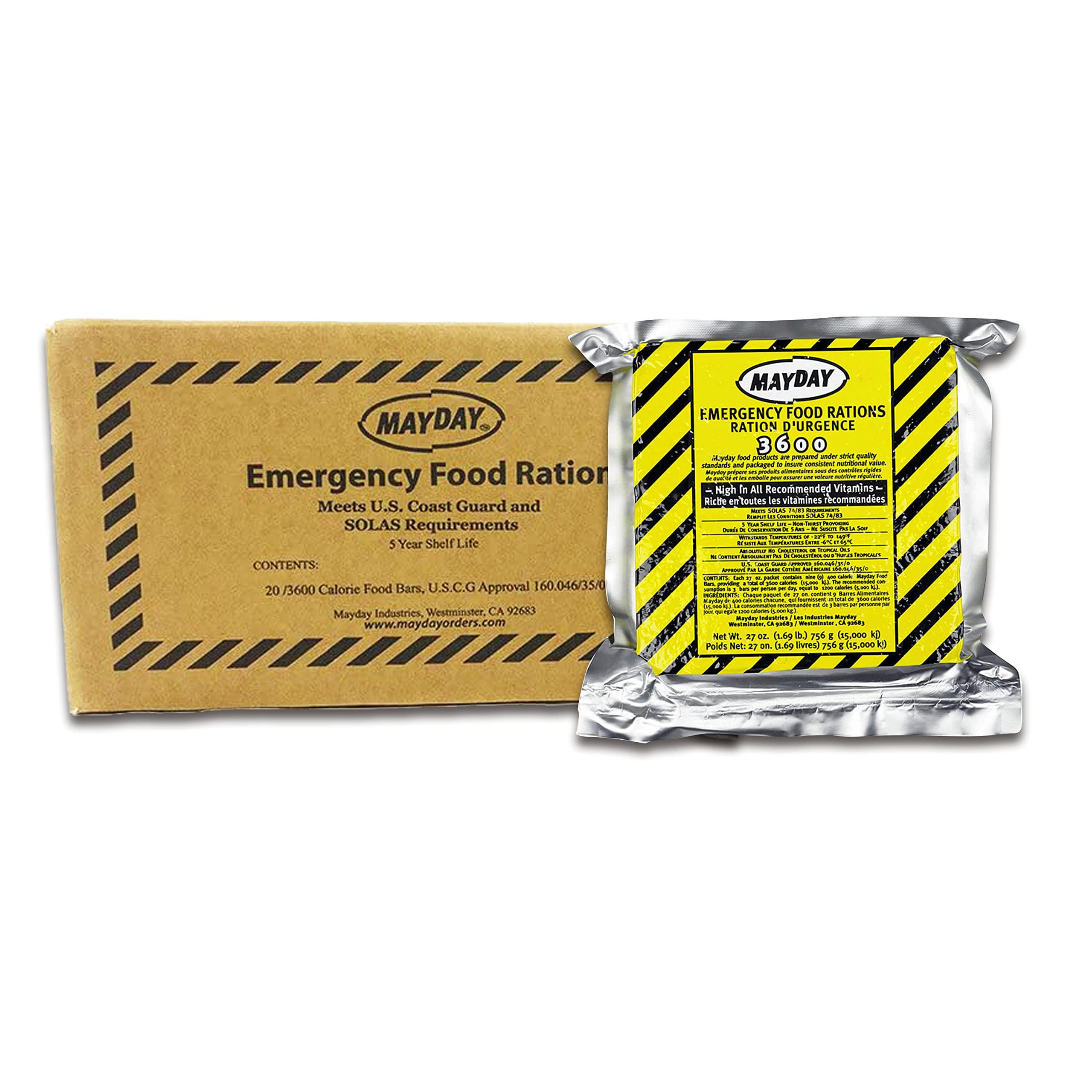 Mayday Mayday Food Bars Emergency 3600 Calorie Food Bars (20 per case) weight 39 lbs