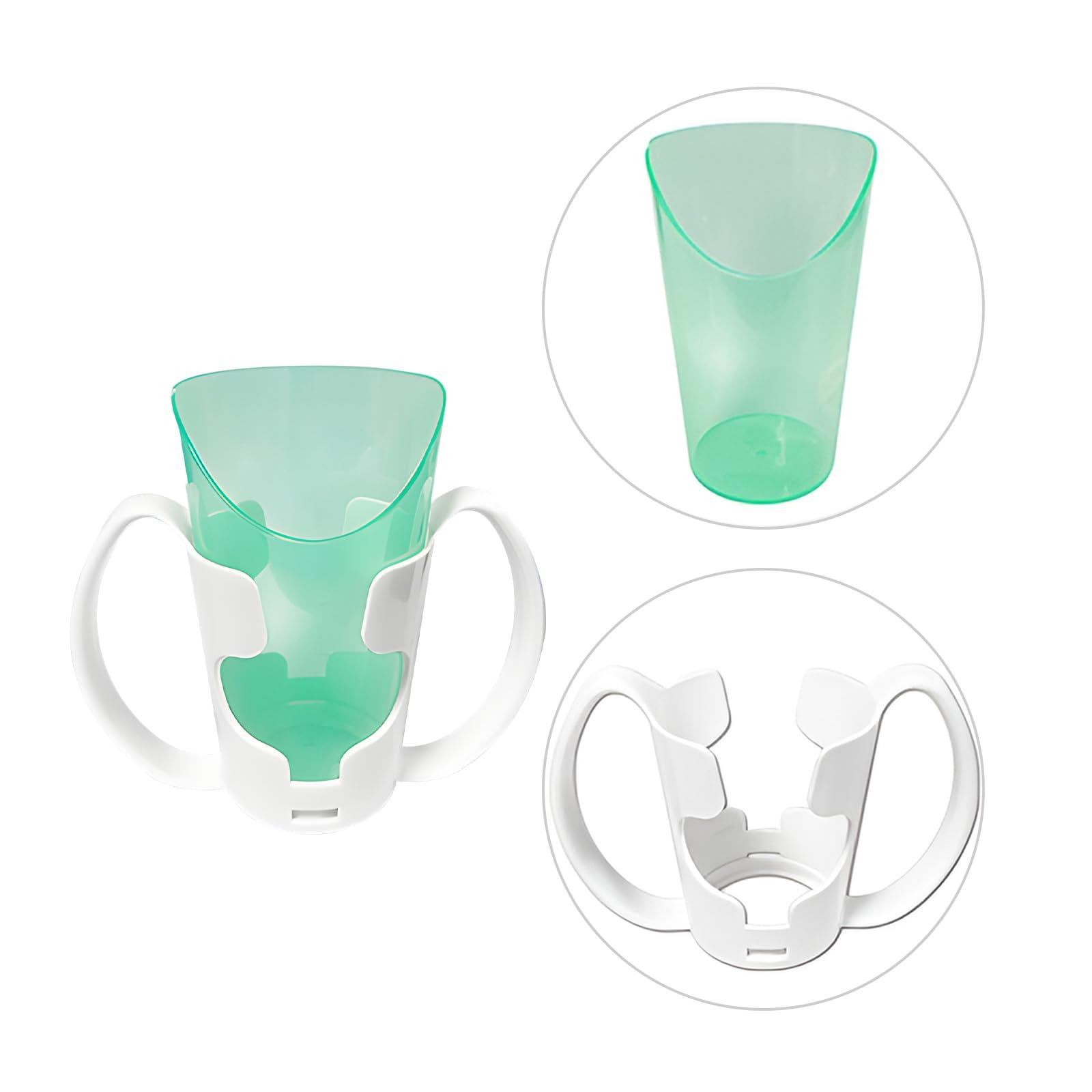 Clobeau Adult Nosey Cups Sippy Cups for Elderly 250ml Sippy Cup with 2 Handles No Spill Cups for Adults Dysphagia Cups for Disabled Patients Drinking Cup Handicap Cups Cut Out Nosey Cups Hospital Drink Cup