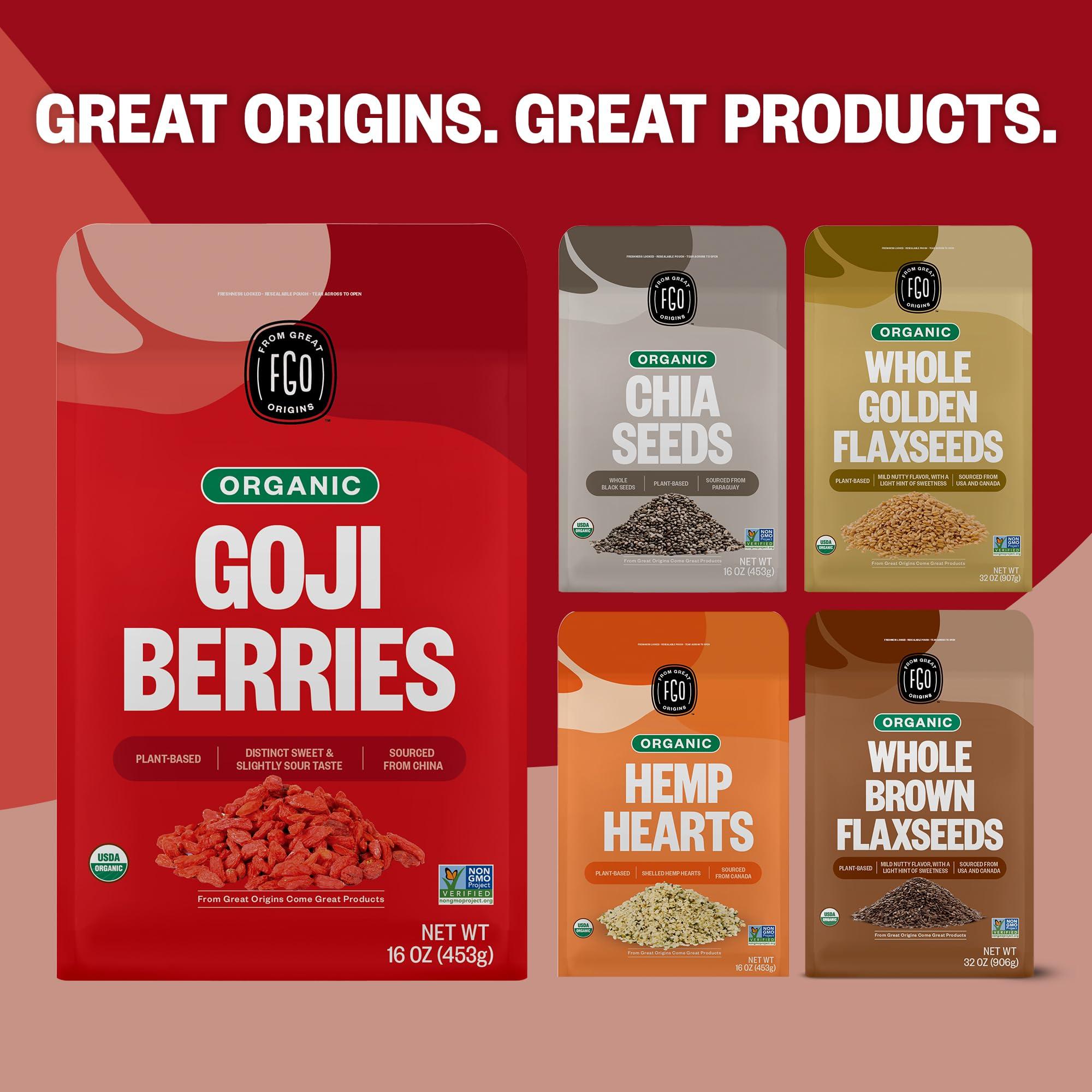 FGO FGO Organic Goji Berries, Large & Chewy, from Ningxia, 32oz (Pack of 1)