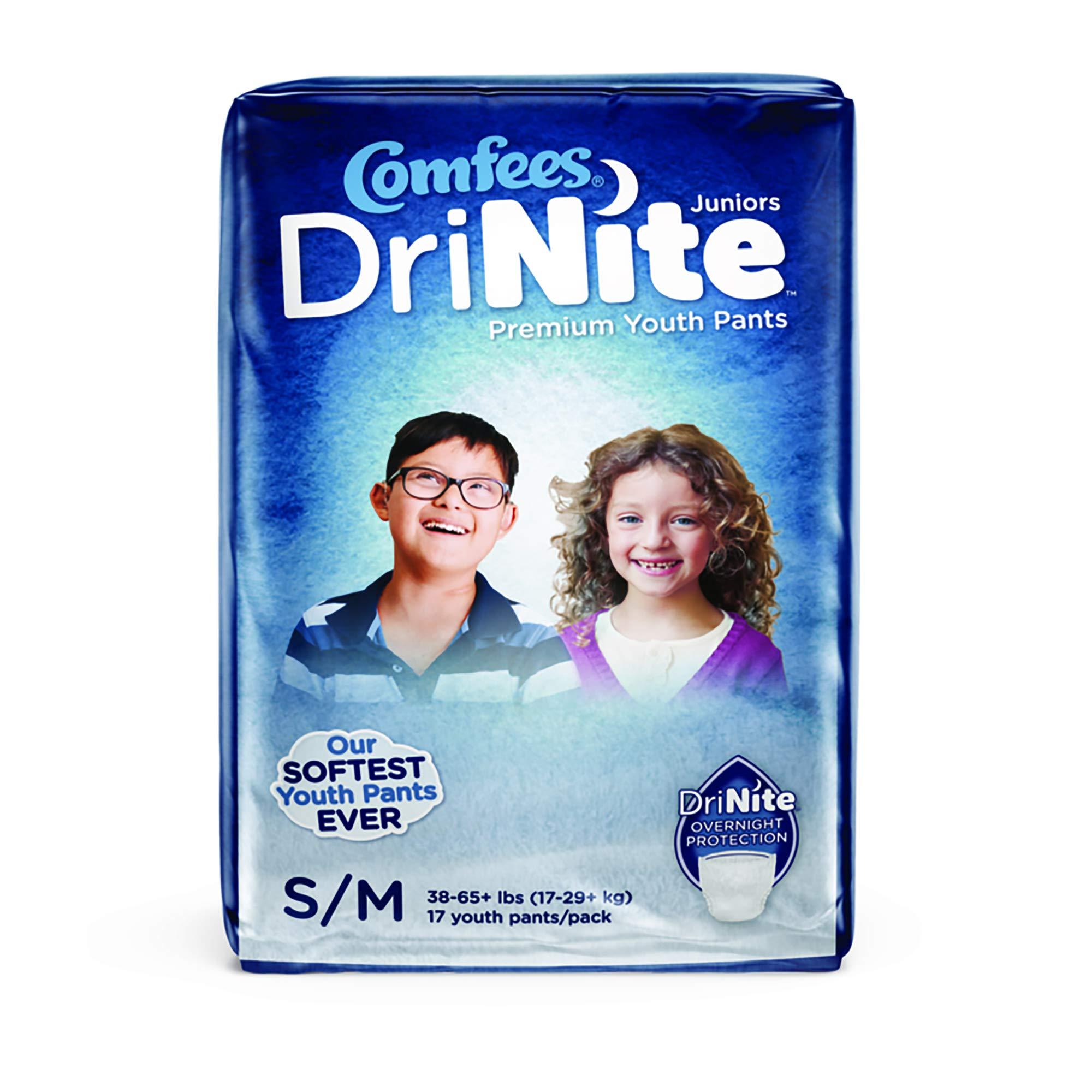 Attends Attends Healthcare Products 1150965-BG Comfees DriNite Juniors Absorbent Underwear, White - Small & Medium - Pack of 17