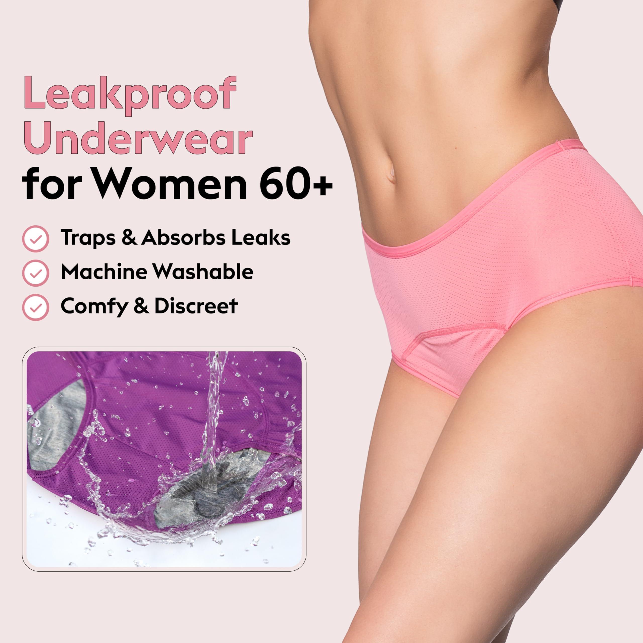Everdries Everdries Washable & Reusable Incontinence Underwear for Women Over 60 - Leakproof, Discreet, Absorbent, Machine-Washable Panties (Original, L, Pack of 5)