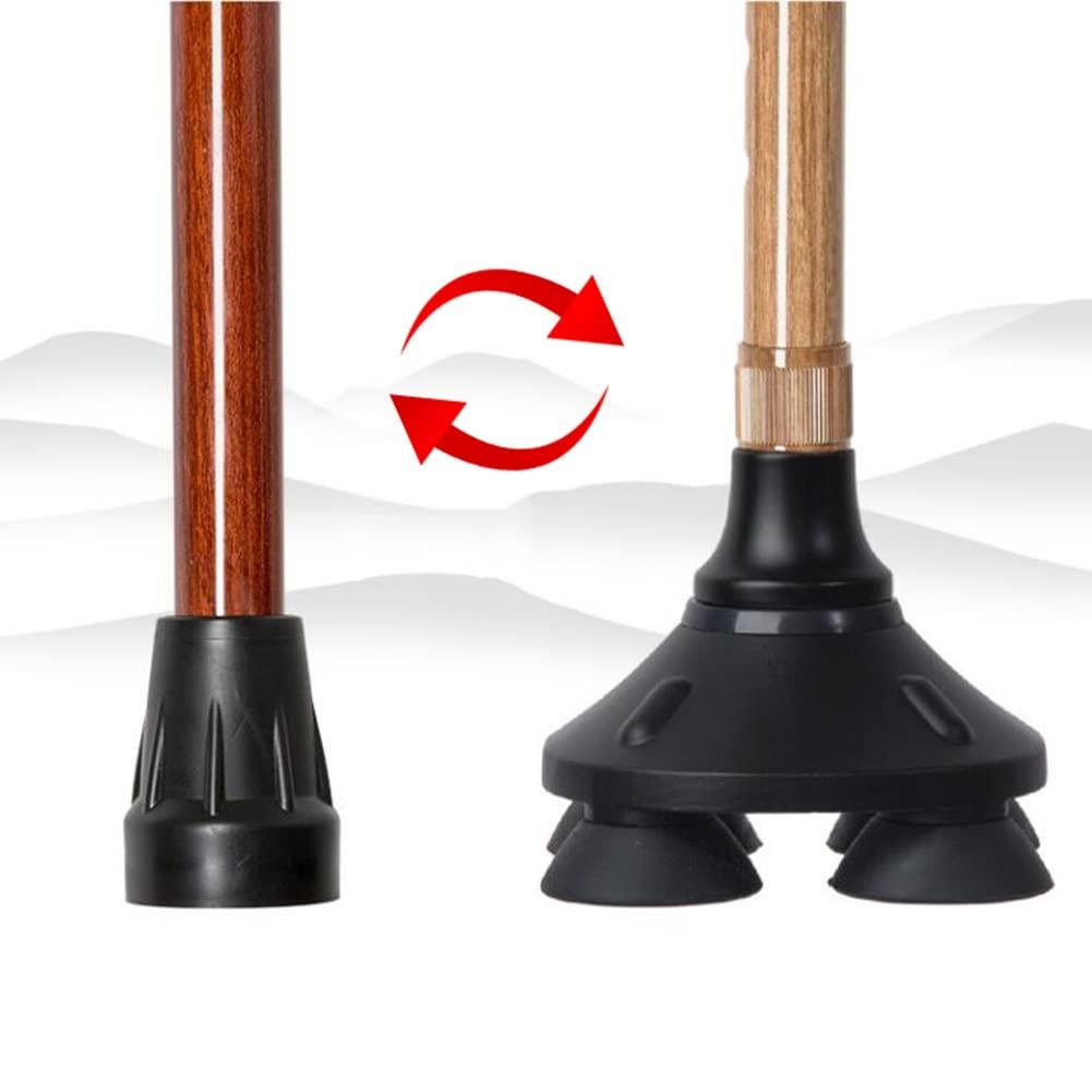 HEBEHO HEBEHO Quad Cane for Elderly, Adjustable Cane with LED Light, Aluminum Walking Cane for Men, Women, 360 Swivel Pivot Tip, Heavy Duty Walking Stick with Wrist Strap (Color : Brown)