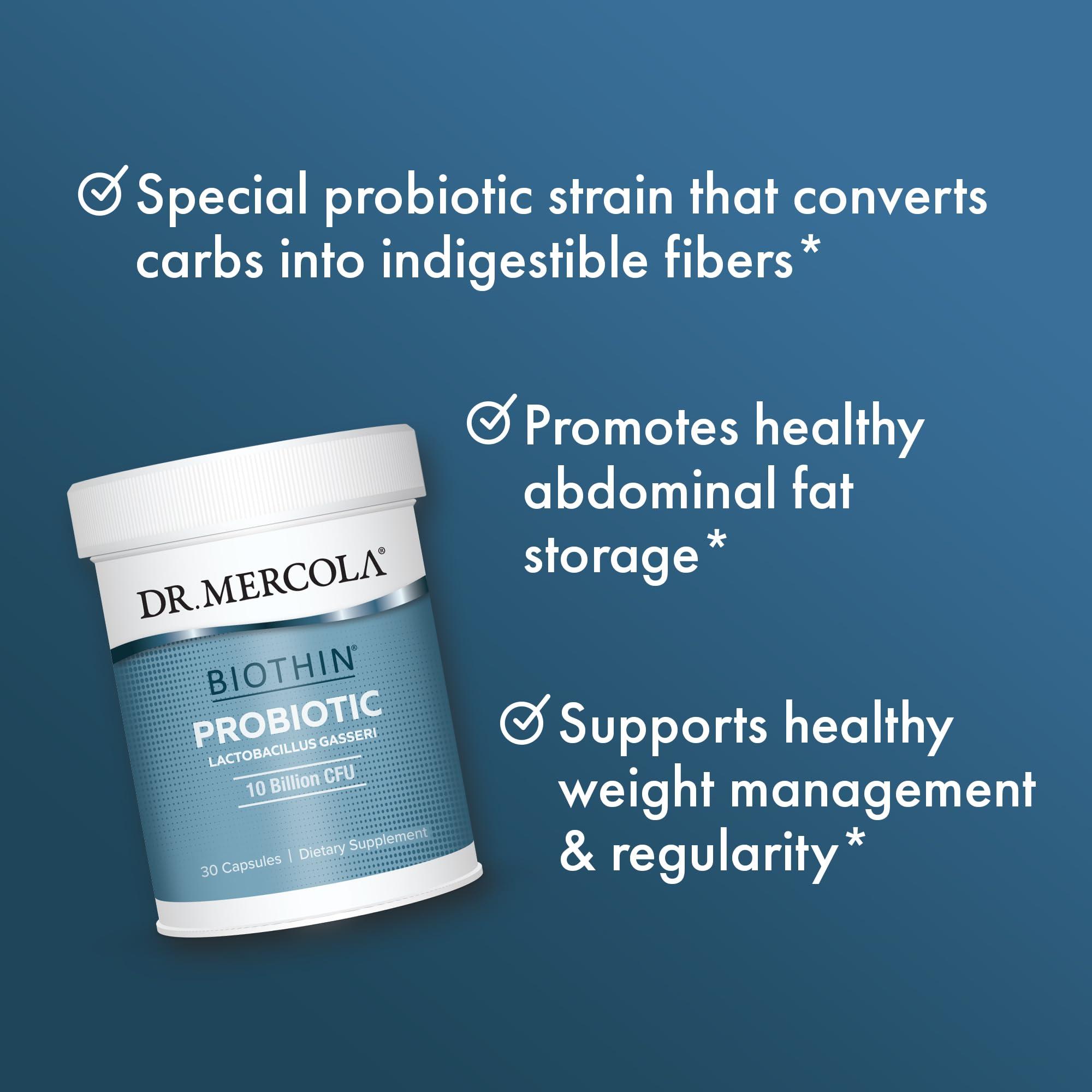 Dr. Mercola Dr. Mercola Biothin Probiotic 10 Billion CFU, 90 Servings (90 Capsules), Dietary Supplement, Supports Digestive Health, Non GMO