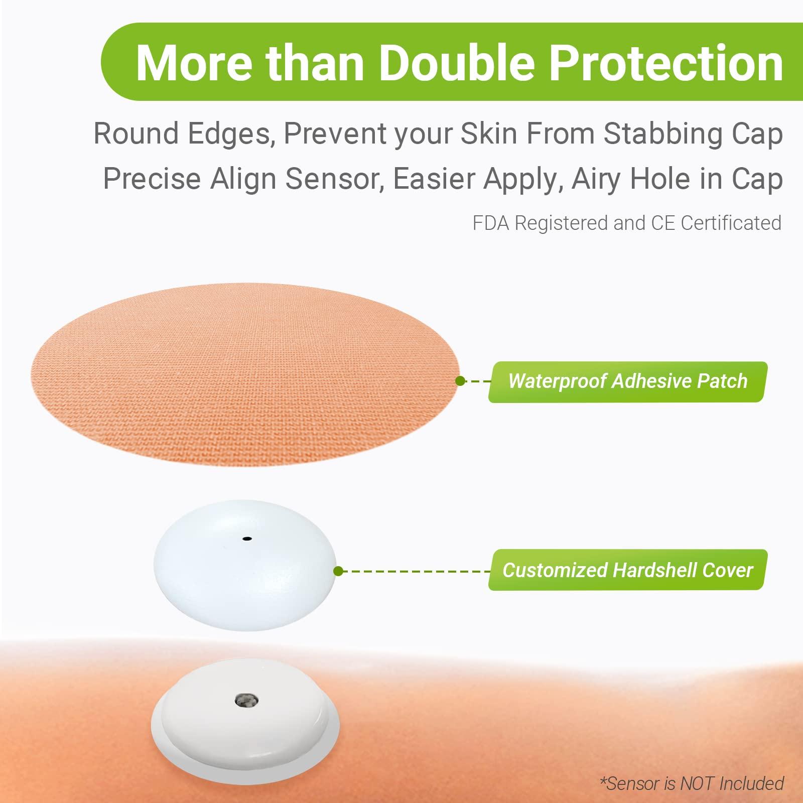 Kovoq Kovoq - Libre 2 Sensor Covers - 40-Pack Waterproof Adhesive Patches for Freestyle Libre 2 Sensor, 2 Hard Covers for Reliable Protection Against Bumps and Scratches, Breathable and Hypoallergenic (TAN)