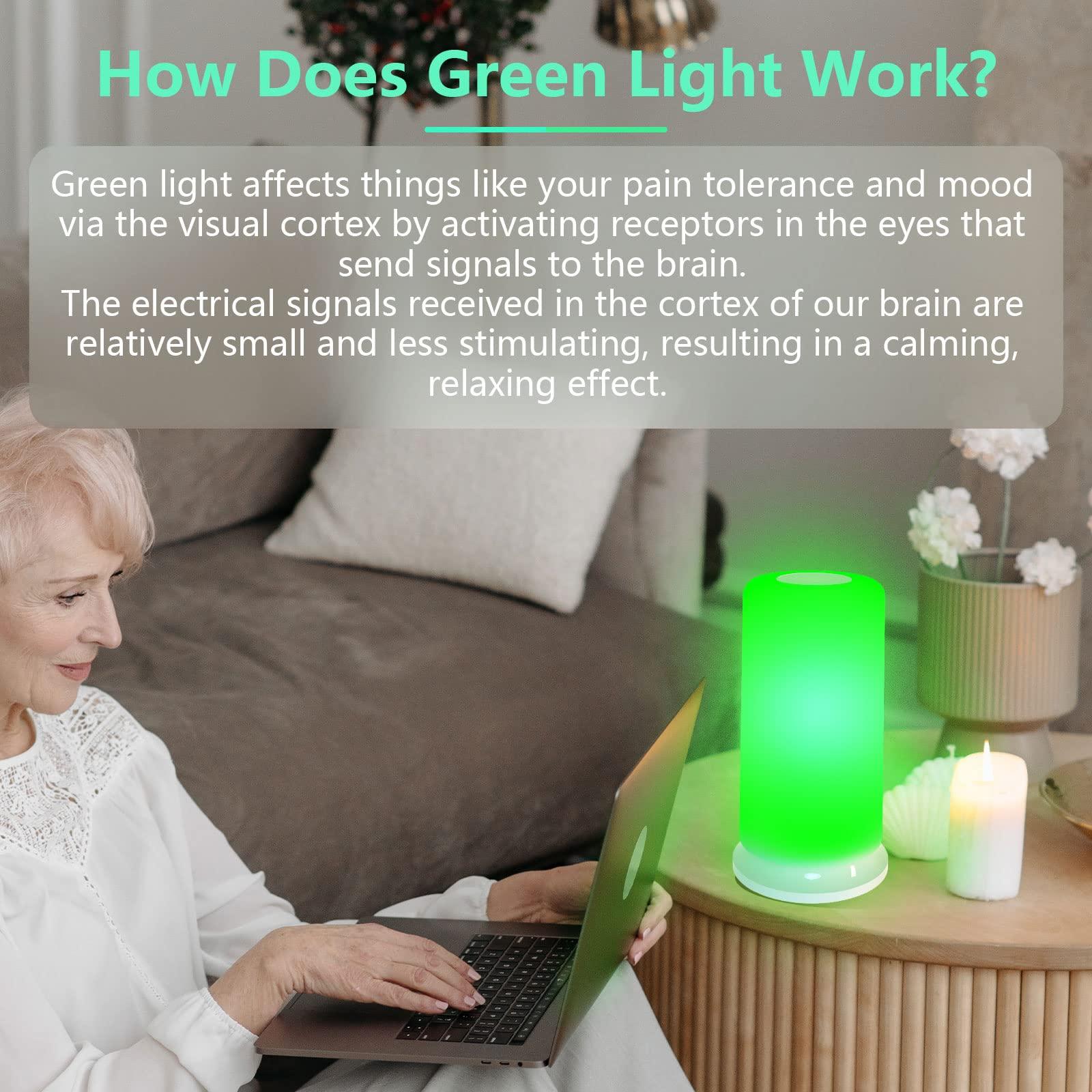 Jitesy Green Light Therapy Lamp for Migraines, Headaches, Insomnia, Anxiety Relief, Light Sensitivity, White Light Therapy Lamp, Soft Green & White Mode for Fast Asleep