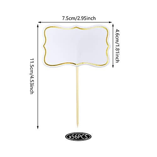 RASSLISA 56 PCS White Cheese Markers Cake Topper Toothpick Cupcake Toppers for Charcuterie Board Buffet Labels Blank Toothpick Flags Appetizer Signs Cupcake Toppers Picks for Charcuterie Board Decorations