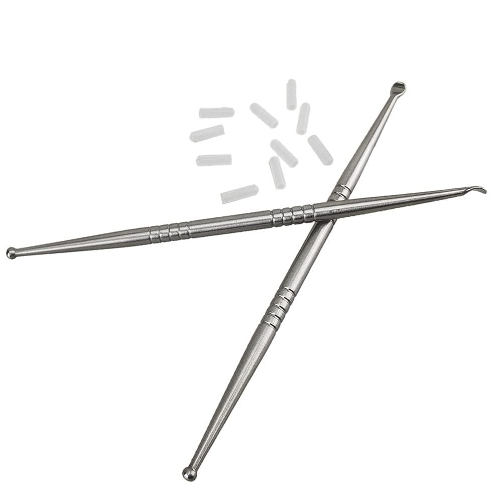 airgoesin Airgoesin 2pcs Tonsil Stone Removal Pick Tonsillolith Premium Tool Stainless Steel Oral Cleaner with 10 Soft Silicone Caps
