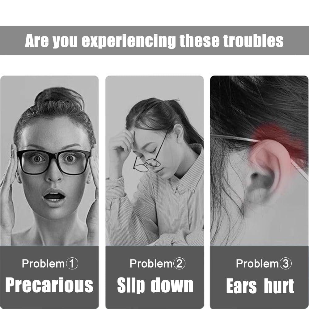 IYOOH IYOOH 4 Pairs Upgrade Soft Glasses Ear Cushion, Knitting Cotton Eye Glasses Ear Grippers Anti Slip, Glasses Ear Grips Non Slip, Temple Sleeves Tips Ear Pads for Glasses Slip Preventer (Grey)