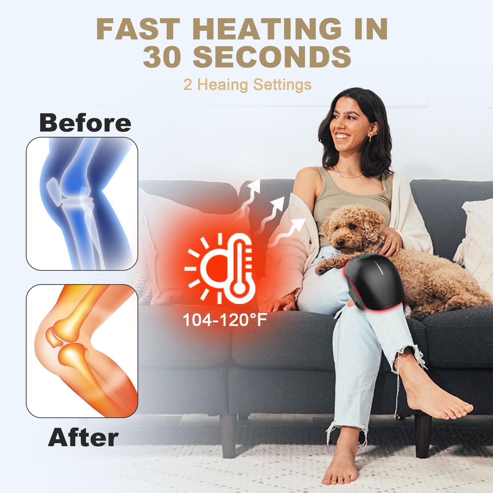 HaSoCare Knee Massager,Red Infrared Heat and Vibration Knee Pain Relief Device,Reduce Knee Joint Pain, Swelling, Stiffness and Other Joint Massager