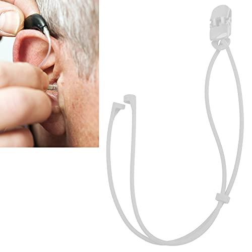 Zyyini Anti Lost Rope Plastic Practical Hearing Aid, BTE Hearing Aid Clip Rope Silicone Elastic Anti Loss Safety Lanyard for Children(White)