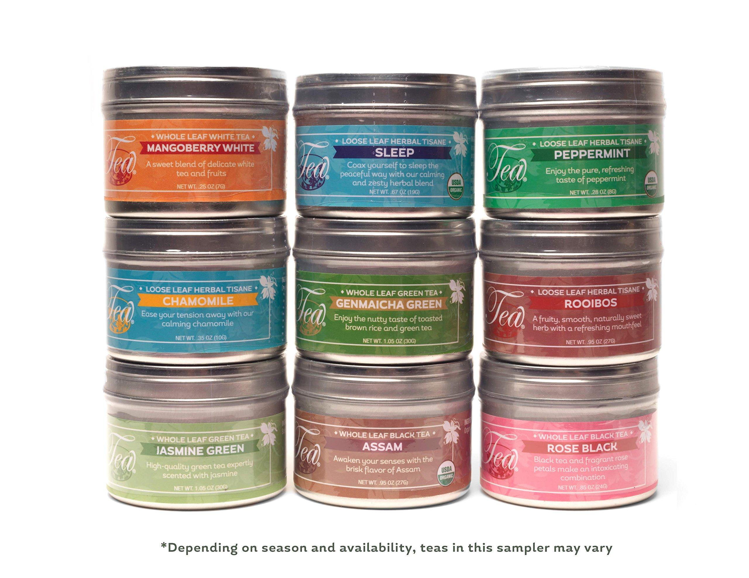 Heavenly Tea Leaves Heavenly Tea Leaves 9 Flavor Variety Pack, Loose Leaf Tea Sampler Gift Set (Approx. 90 Cups of Tea) - High to No Caffeine, Great Hot or Iced, Assortment of Green, Herbal, Black, & White Teas