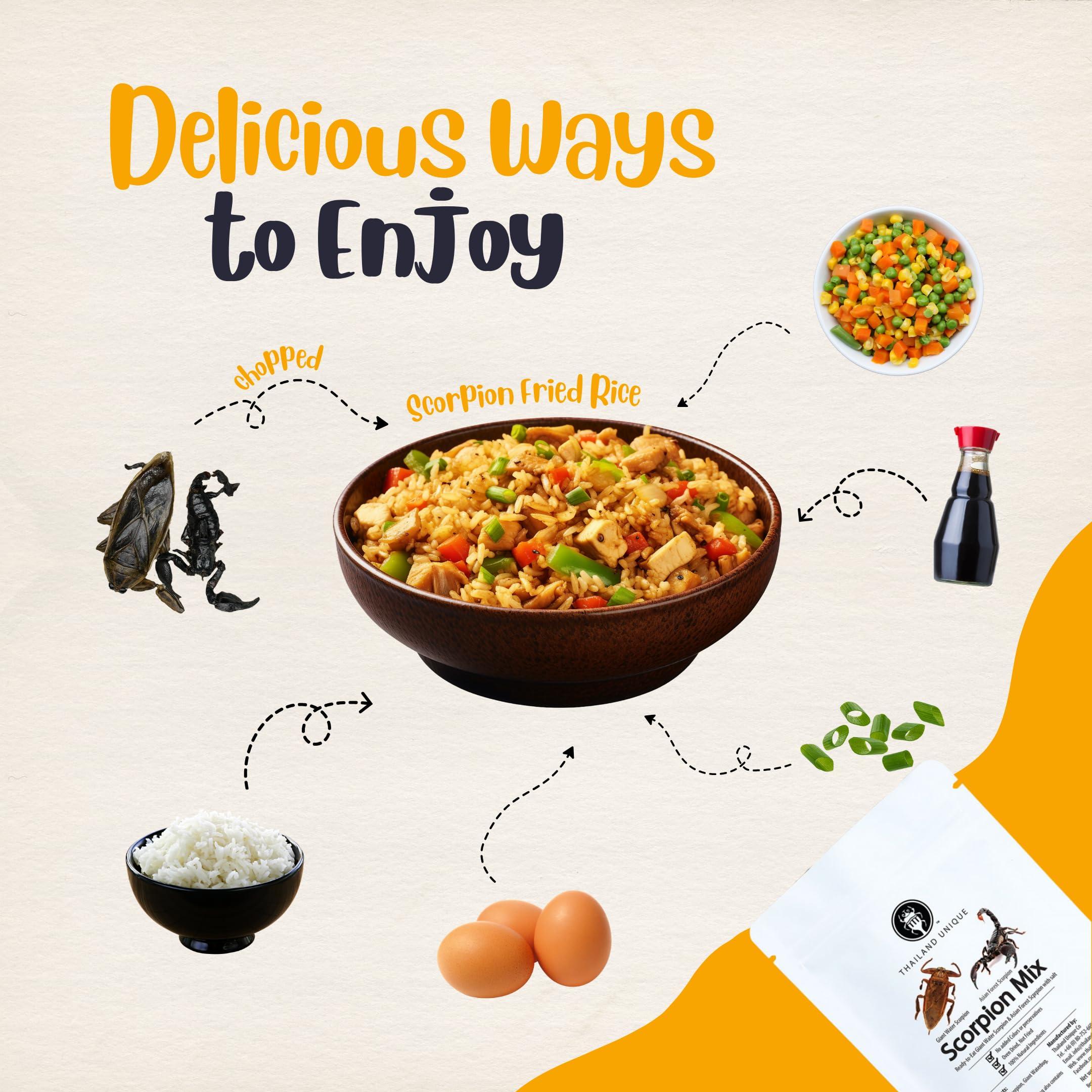 Thailand Unique Thailand Unique Scorpion Mix - 2 Pieces with Asian Forest and Giant Water Scorpion, Dehydrated Edible Insects for Humans, Nutritious Bugs Superfood Weird Unusual Snack Gift