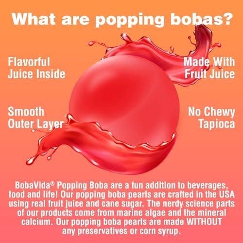 BOBAVIDA BOBAVIDA Dark Cherry Popping Boba - 10 Boba Packets with Straws for Drinks, Desserts & Food Toppings - Non-GMO Popping Boba Pearls