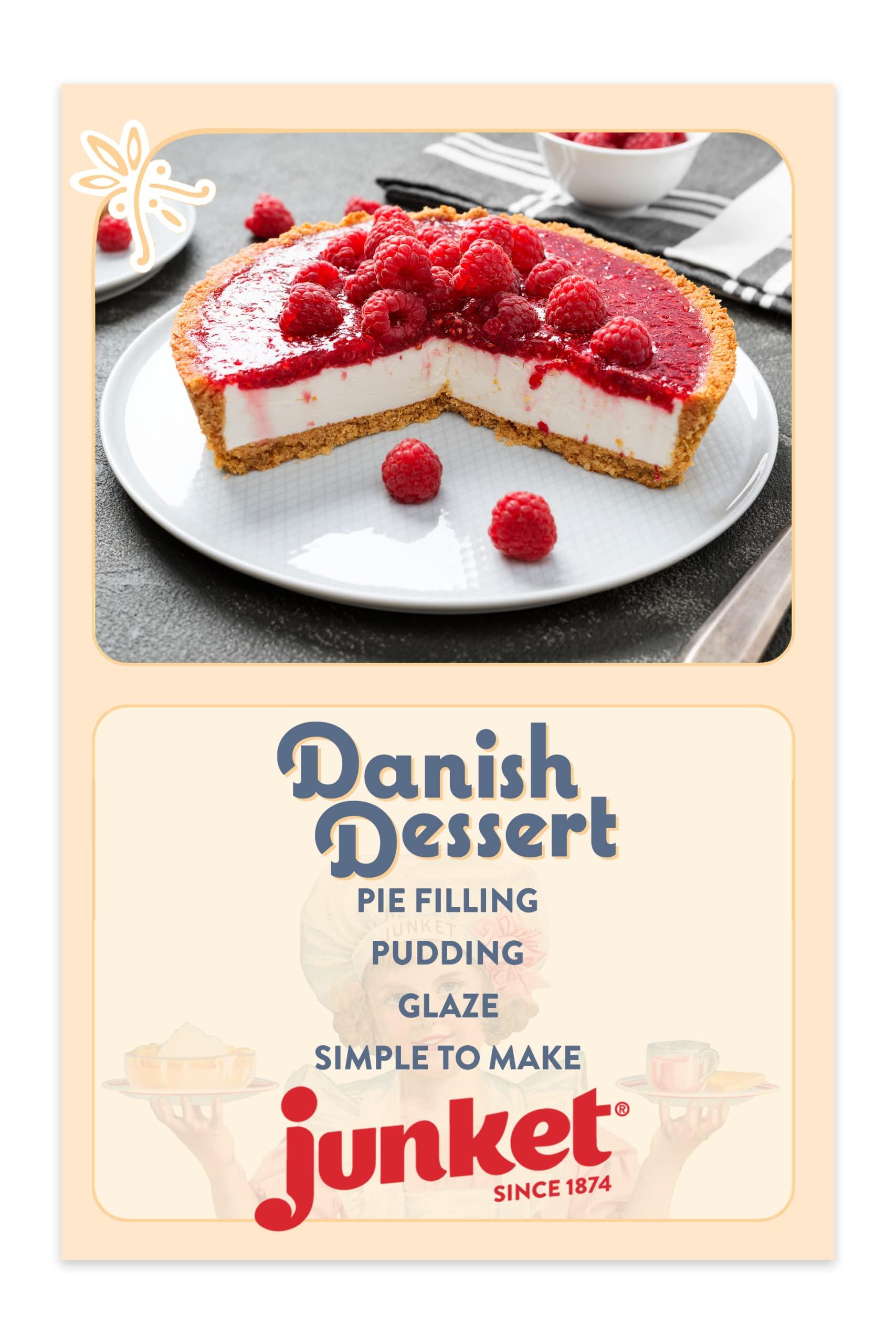 Junket Junket Danish Dessert Raspberry and Strawberry Mix - for Pie Filling, Cheesecake Topping, Sauces, Puddings, and Glazes. Add Water, Heat 60 Seconds, Add Fresh Fruit! 4.75 Ounce (Variety Pack of 6)