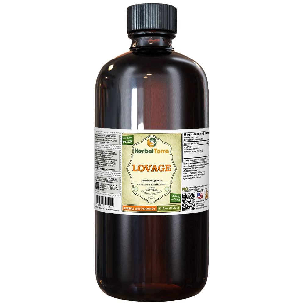 Herbal Terra LLC Lovage (Levisticum Officinale) Tincture, Organic Dried Root Liquid Extract (Brand Name: HerbalTerra, Proudly Made in USA) 32 fl.oz (0.95 l)