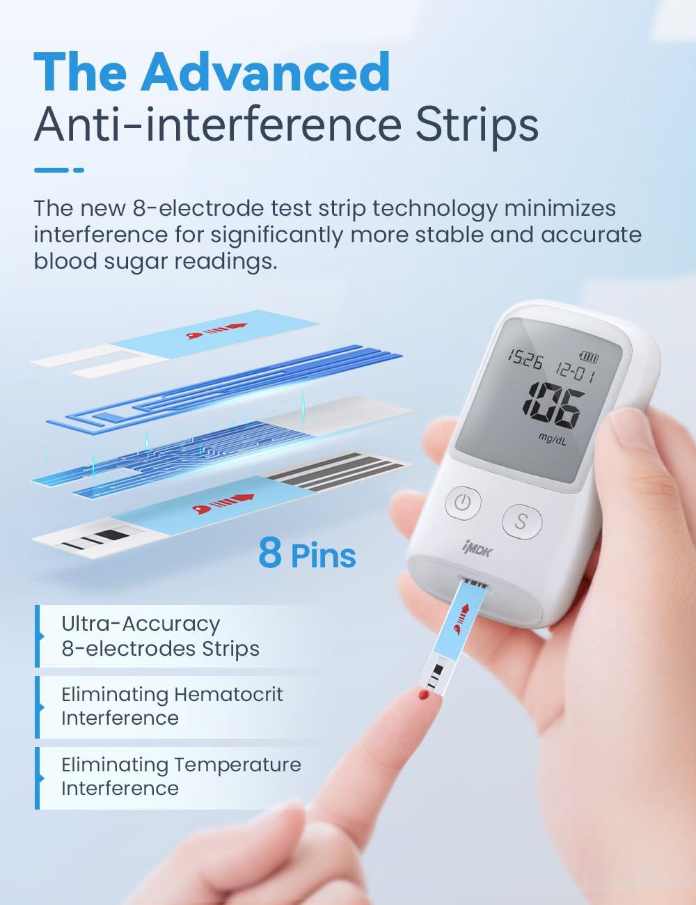 FoviFlxy IMDK Blood Glucose Monitor Kit, Blood Sugar Test Kit with 100 Glucometer Strips, 100 Lancets and 1 Lancing Devices, No Coding Required & FSA/HSA Eligible