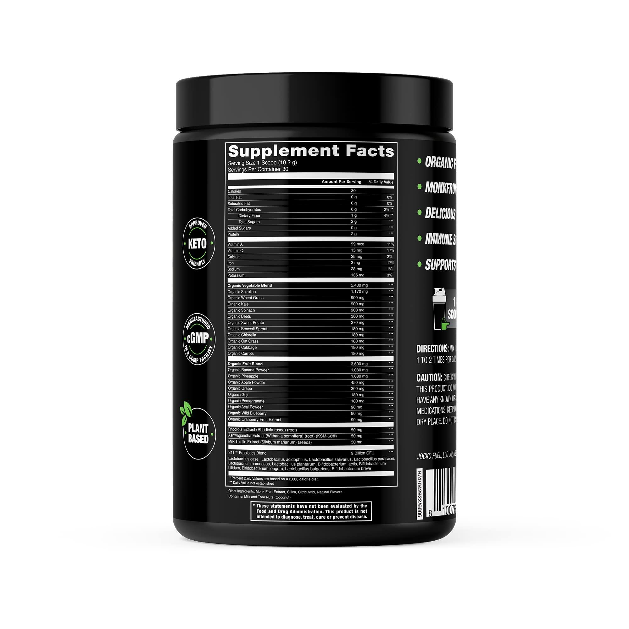 Jocko Fuel Jocko Fuel Greens Powder Bundle - Greens & Superfood Powder for Healthy Green Juice - Keto Friendly with Spirulina, Chlorella, Digestive Enzymes, & Probiotics - 60 Servings