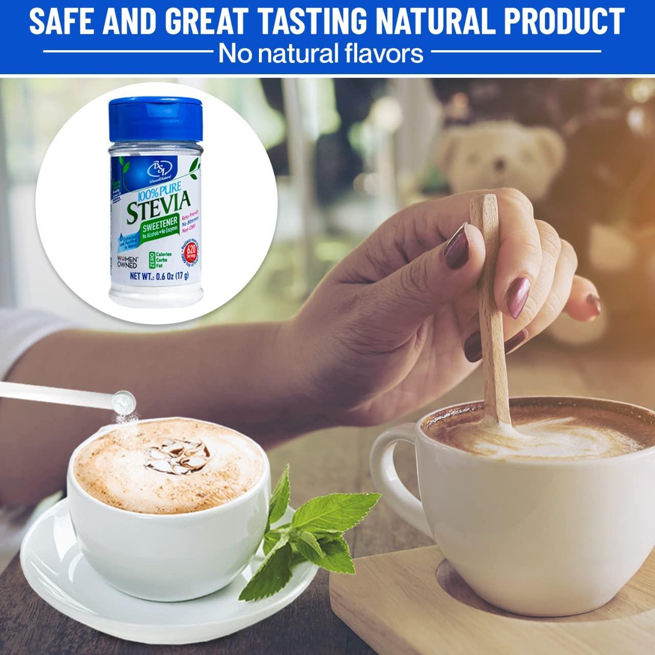 BSL BSWEETBNATURAL BSL 100% Pure Stevia Extract Powder Without Erythritol 0.6 Oz, No Artificial Sweetener, 620 Servings | Stevia No Erythritol | Zero Calorie & Keto Friendly, Pure Stevia Powder