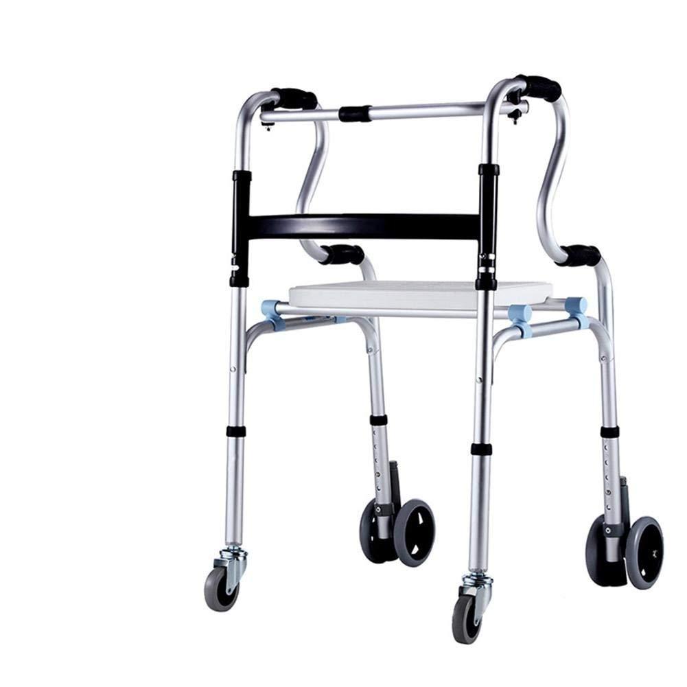 SSRURYWZ SSRURYWZ Wheels Aluminum .99 with Paded Seat and Backrest Folding Rolling .99 Mobility Aid for Adult,Senior,Elderly Handicap,Silver Walking Frame