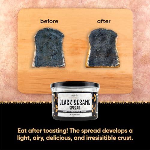 Mayde Mayde Black Sesame Paste Spread, Premium Ground Black Sesame Jam (8.8 oz, Black Sesame)